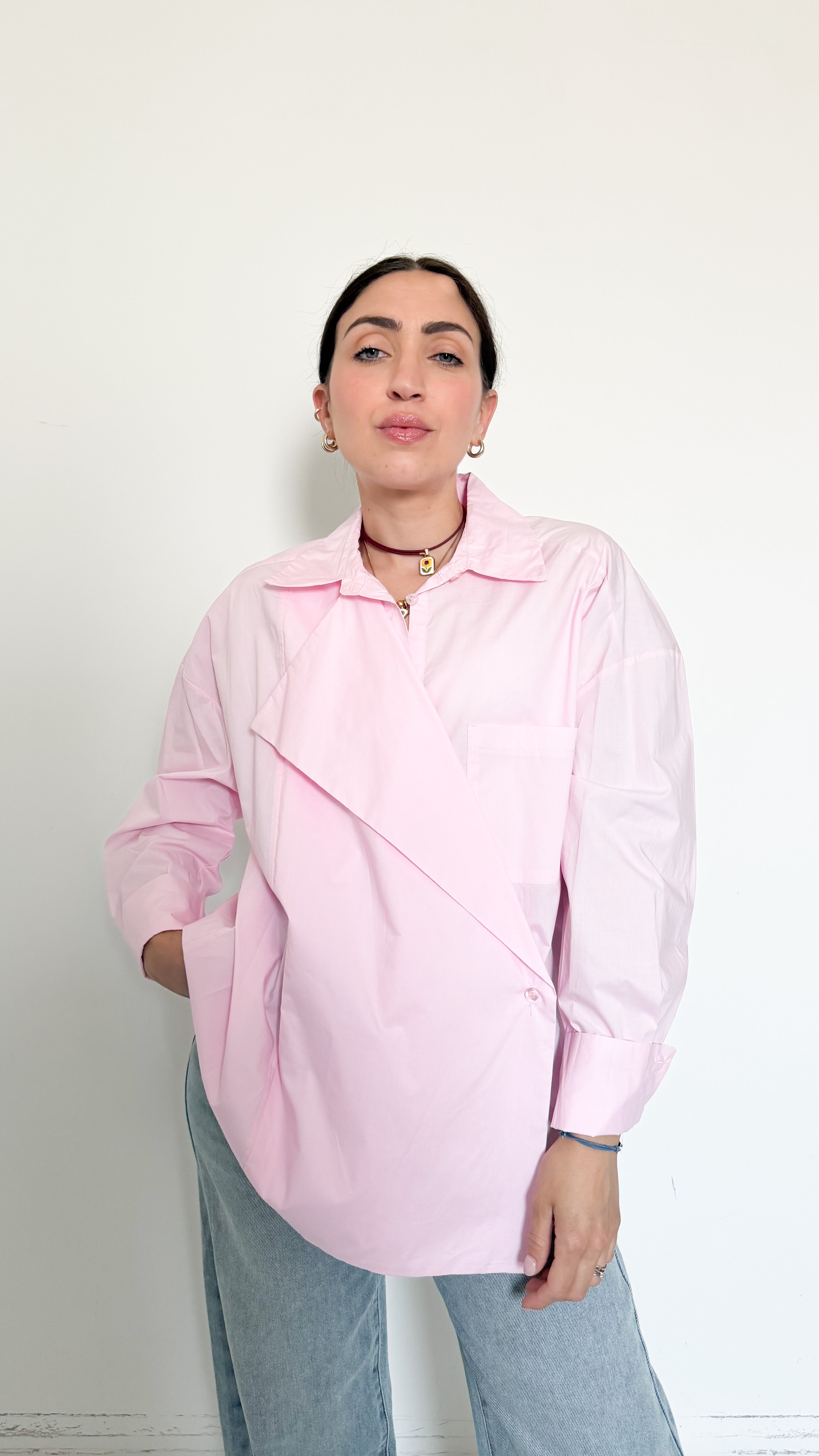 Camicia Rosa Con Patta
