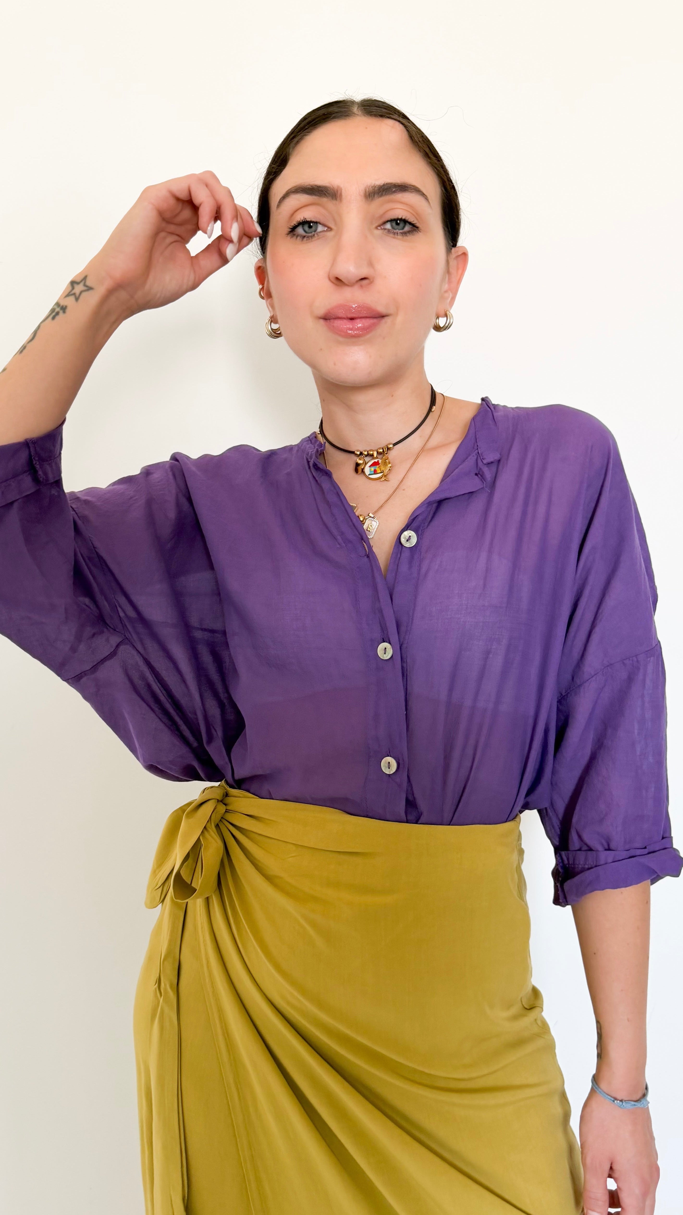 Camicia In Mussola Viola