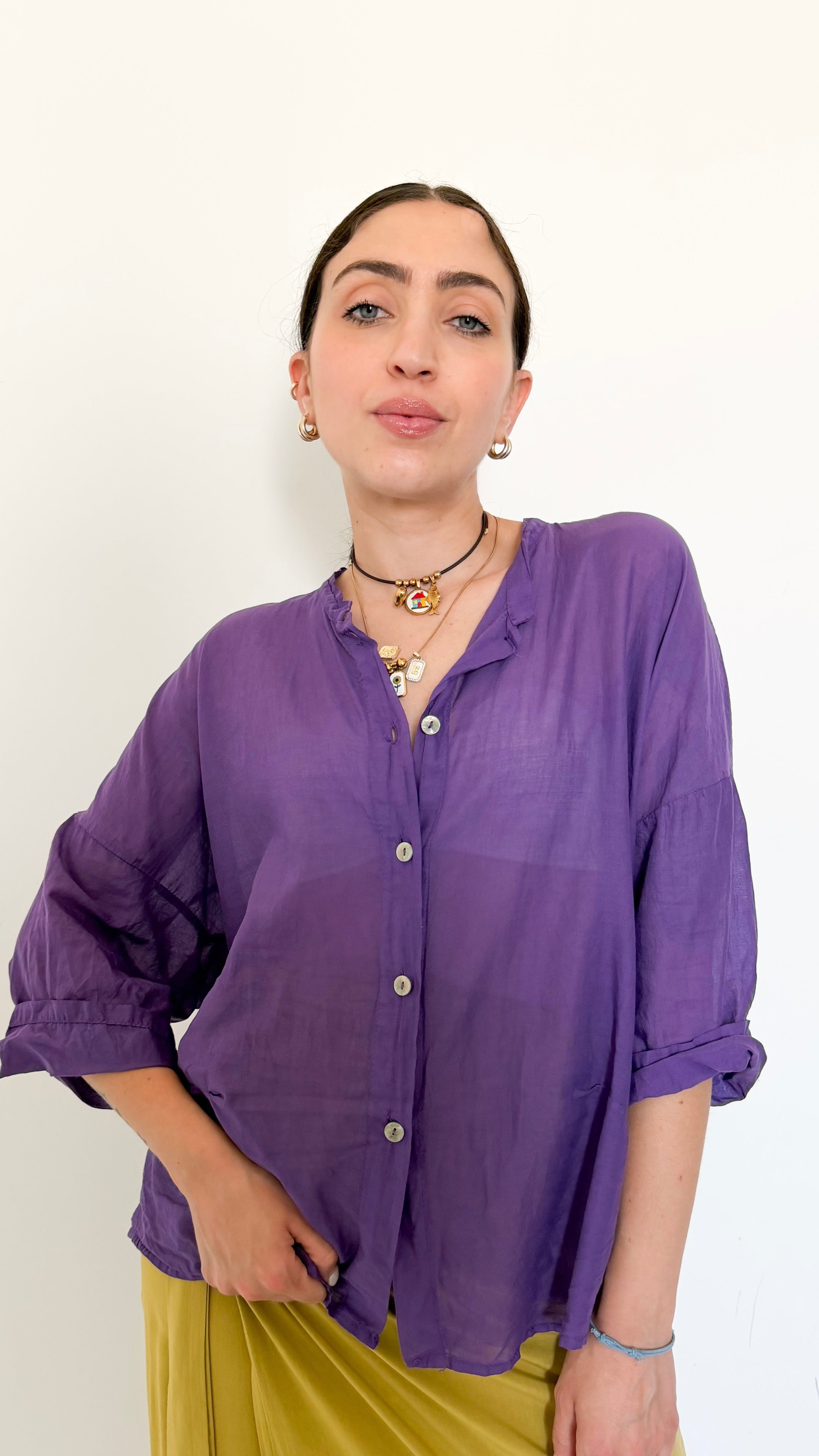 Camicia In Mussola Viola