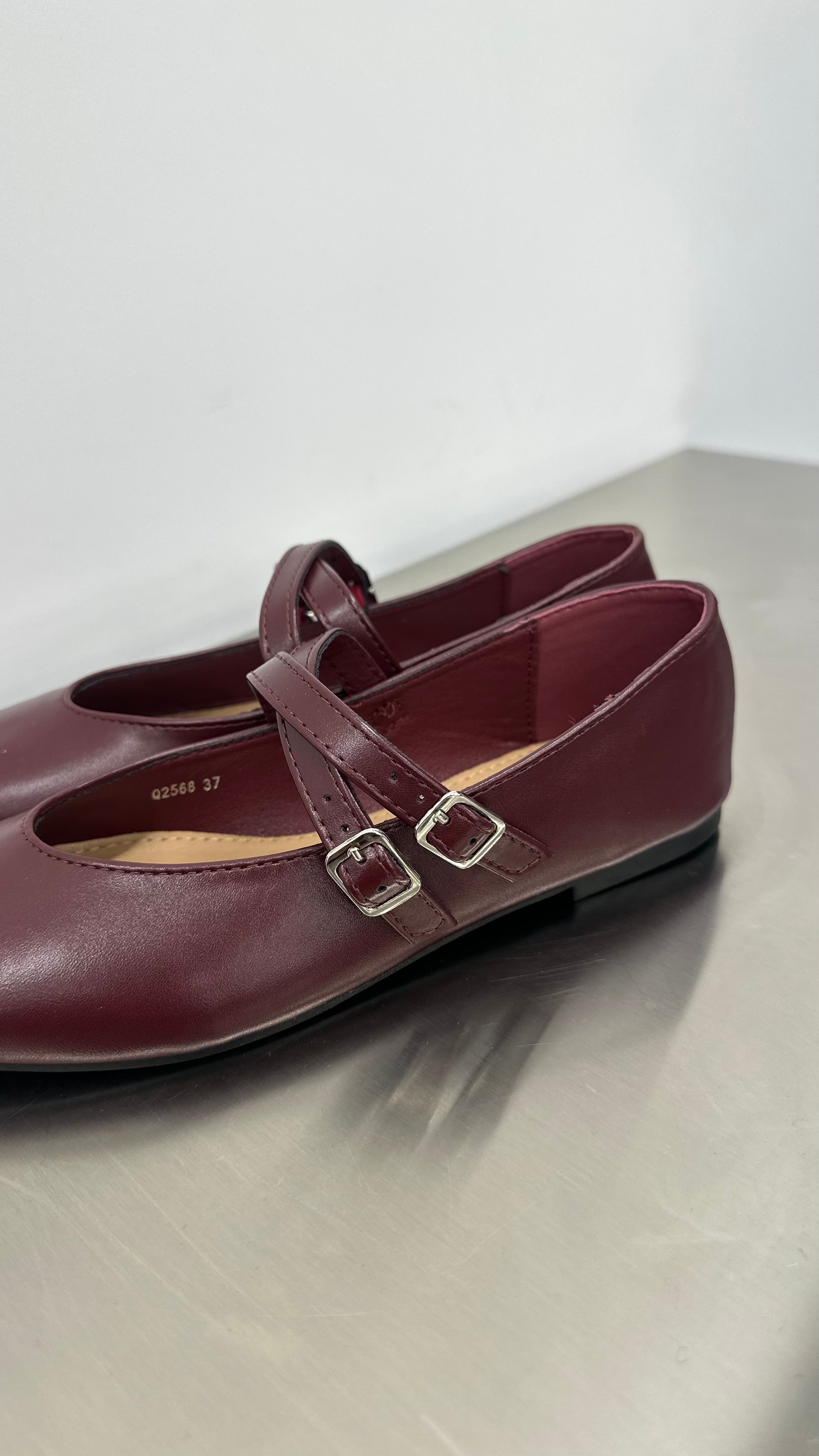 Ballerine Bordeaux Con Fibbie