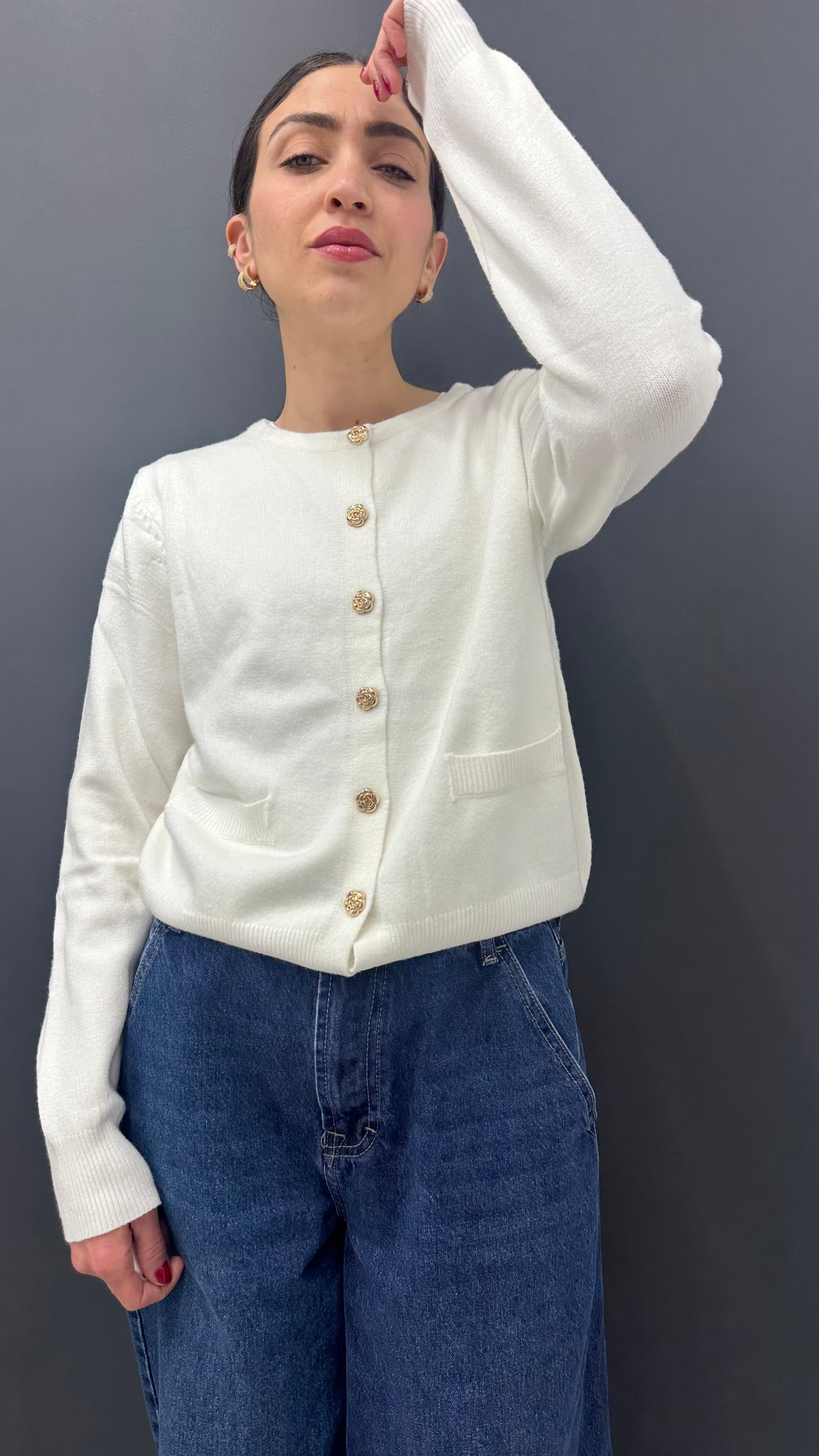 Cardigan Basic Bianco