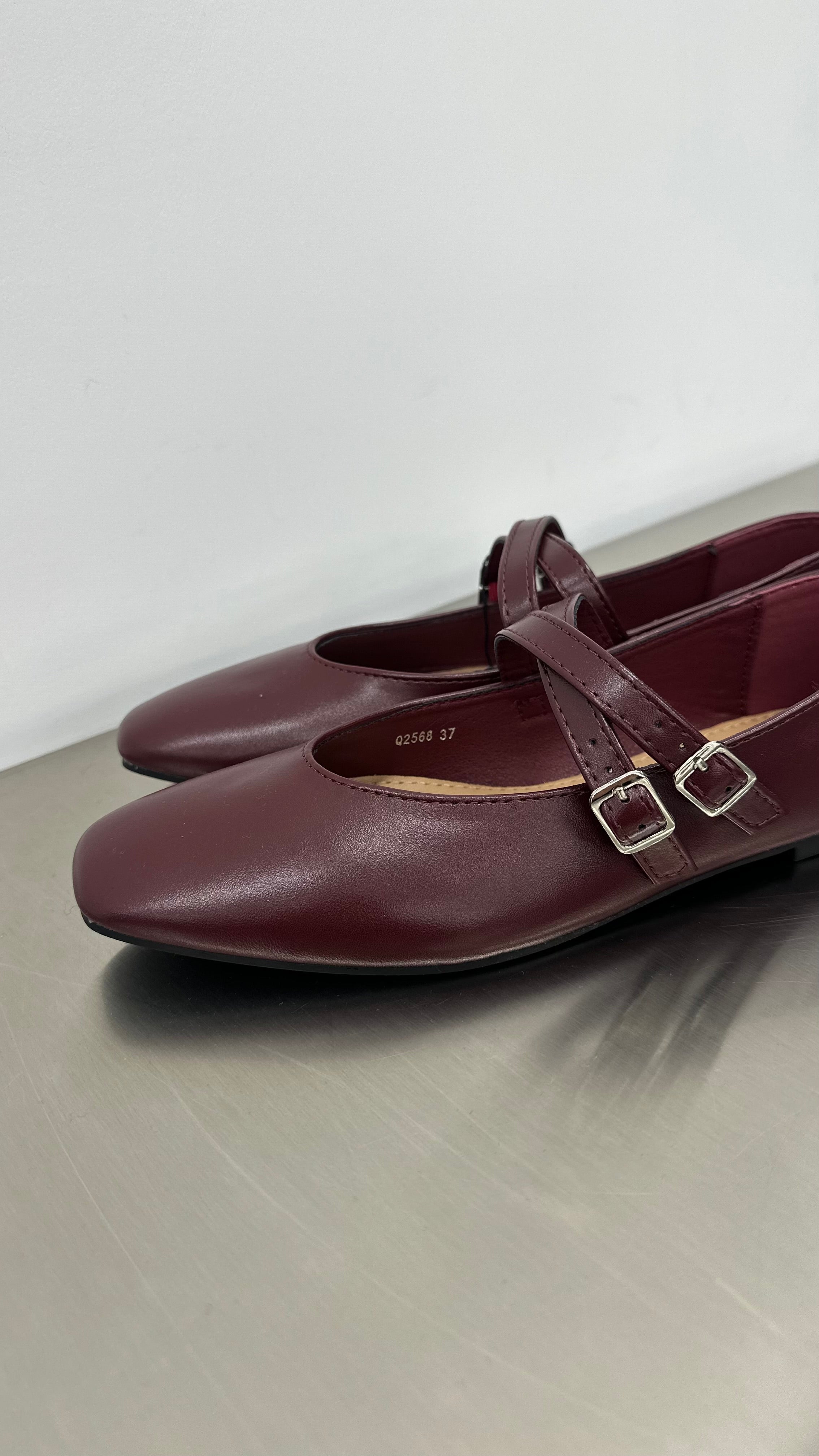 Ballerine Bordeaux Con Fibbie