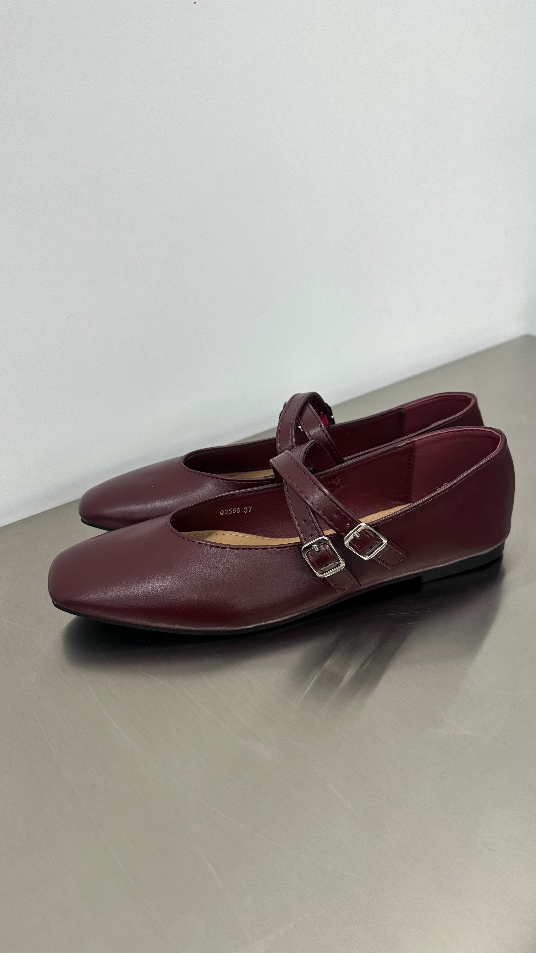 Ballerine Bordeaux Con Fibbie