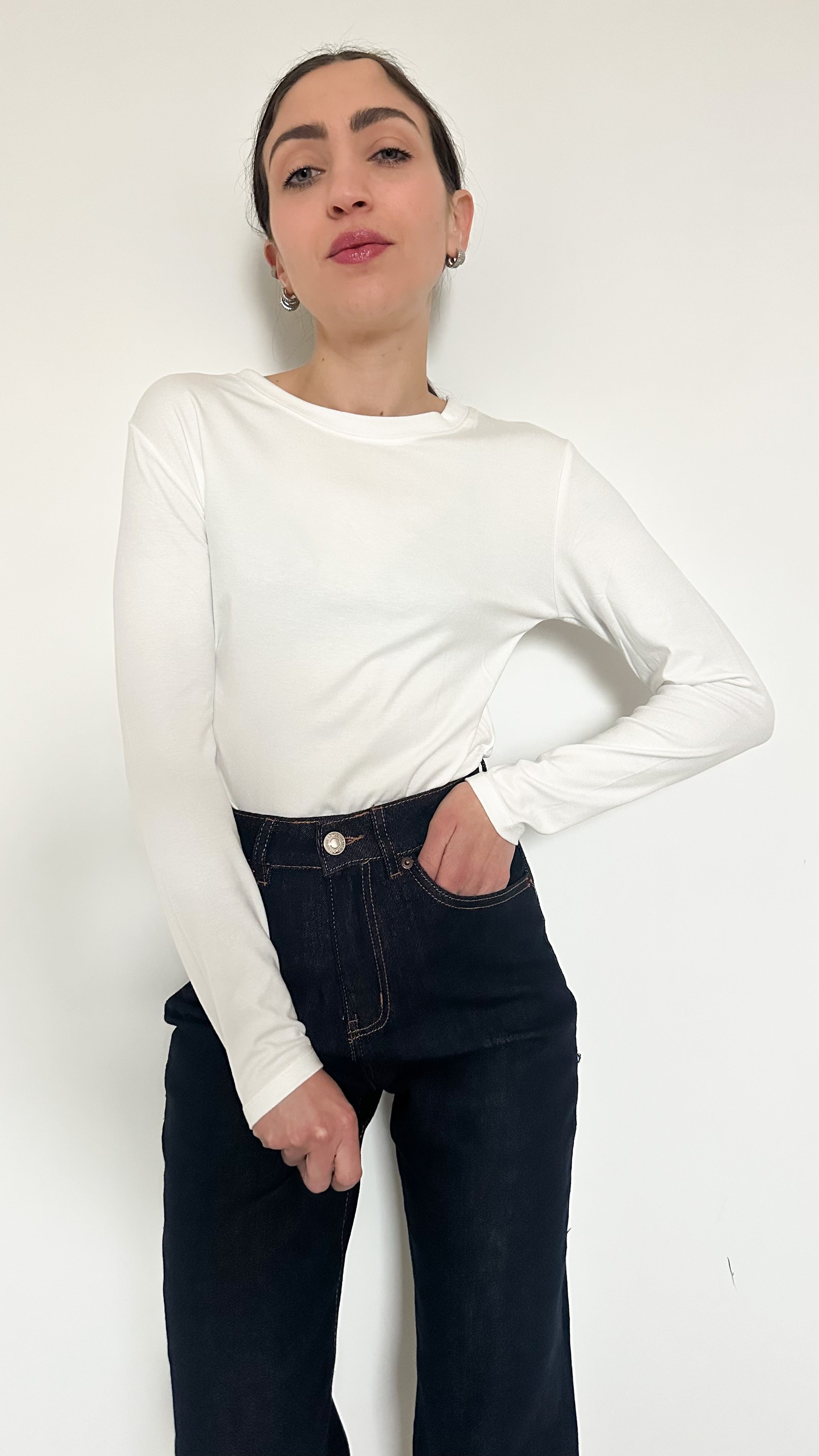 Maglia Basic Bianca Con Drappeggio