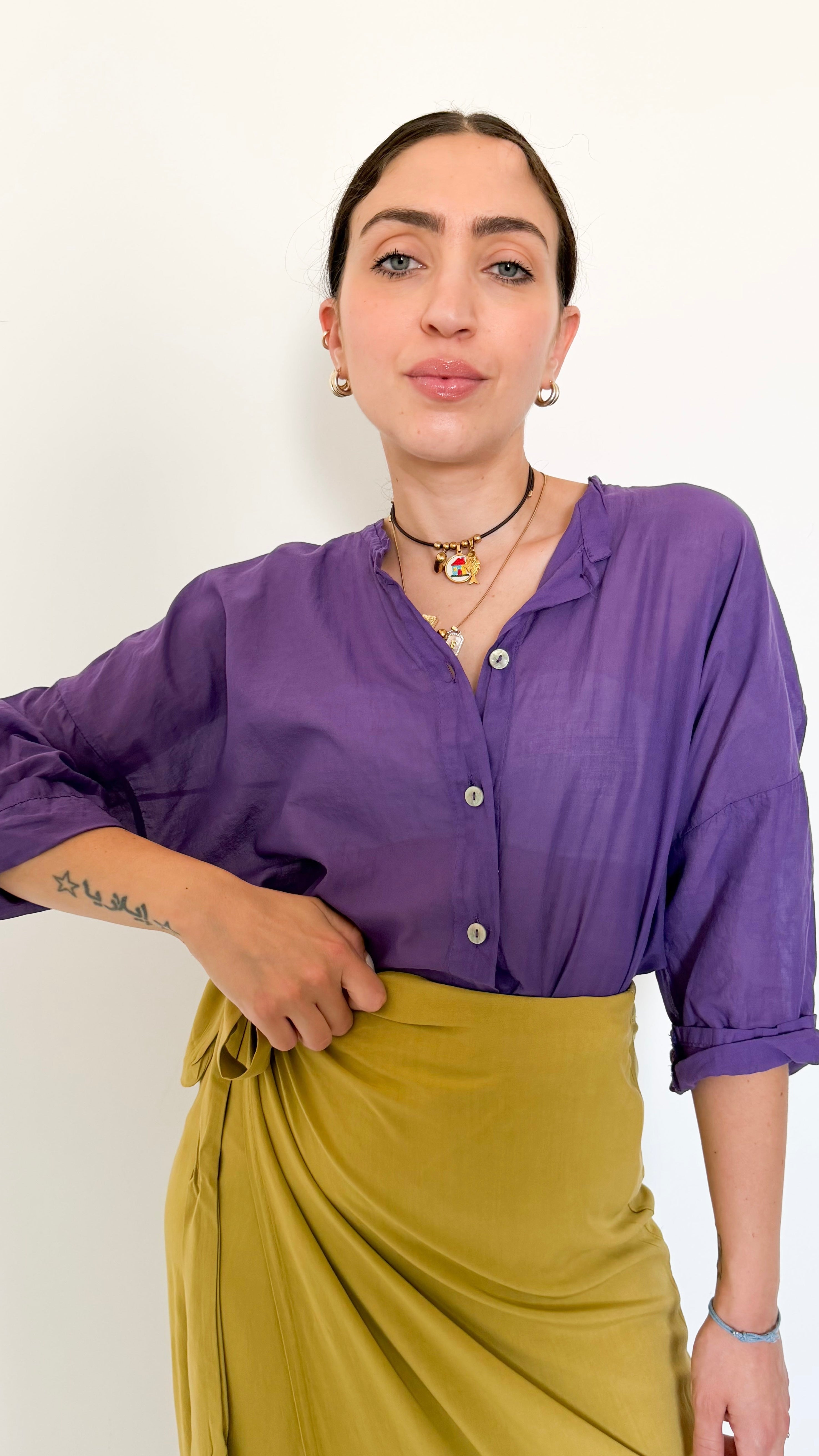Camicia In Mussola Viola