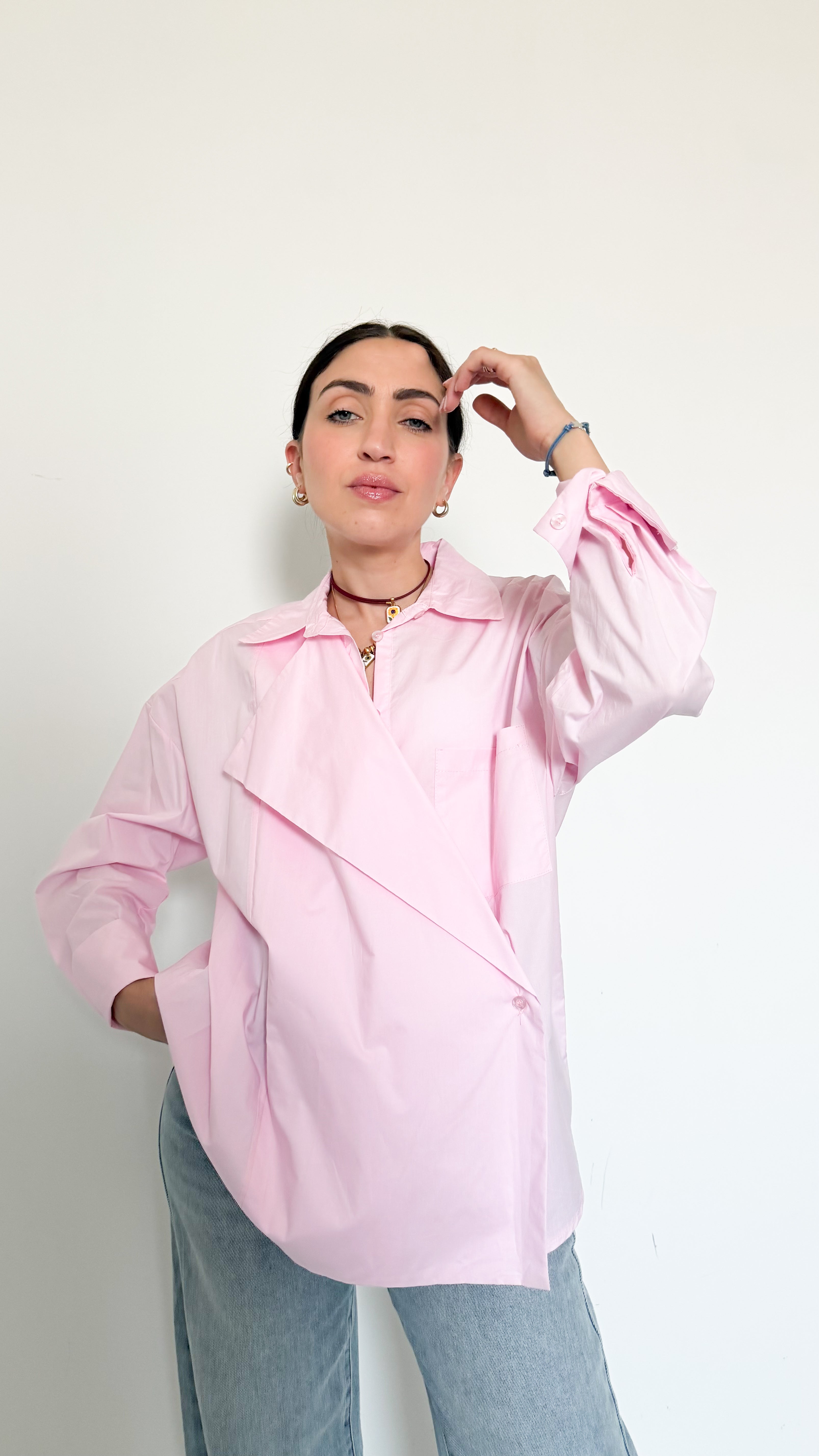 Camicia Rosa Con Patta