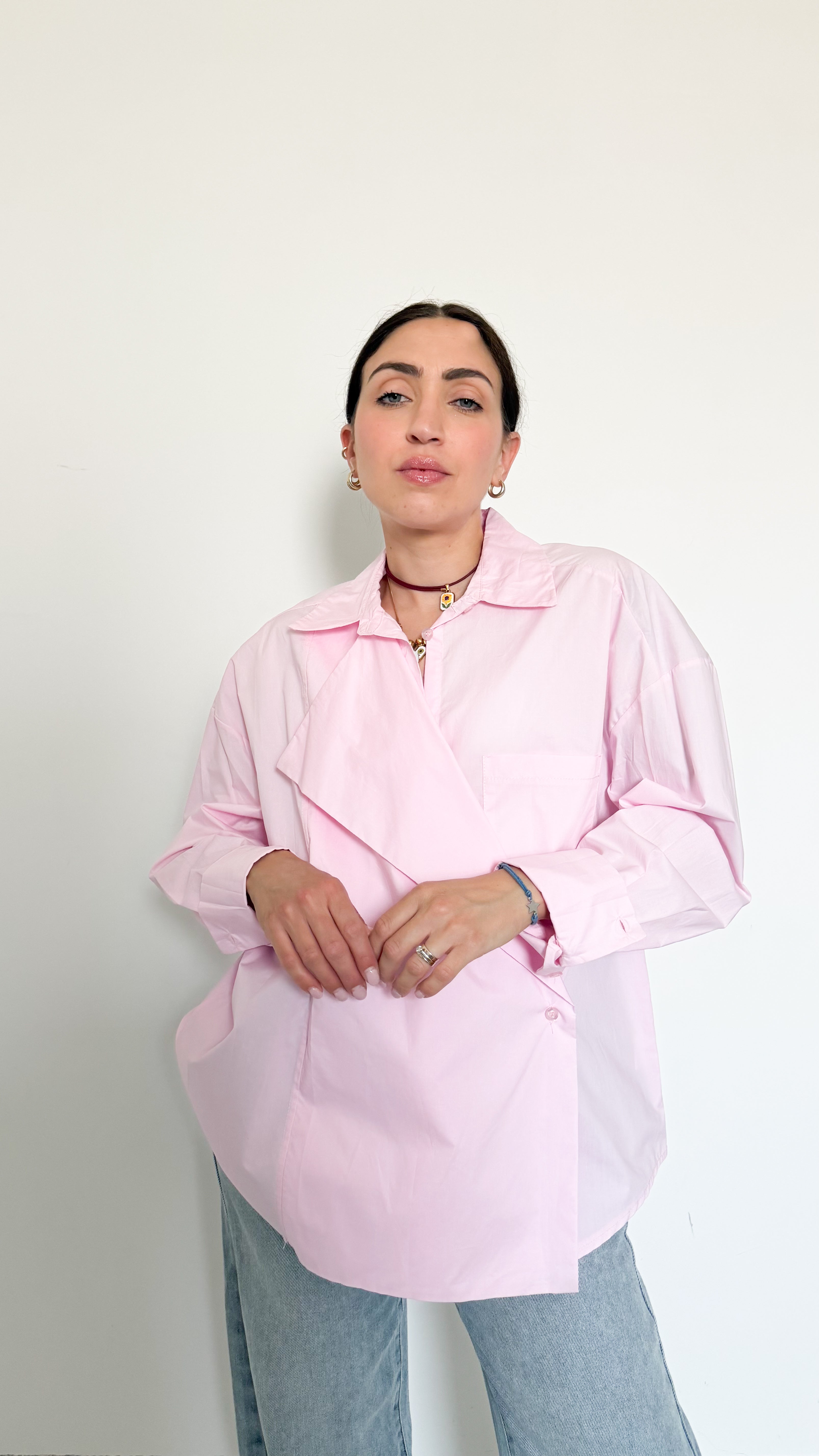 Camicia Rosa Con Patta
