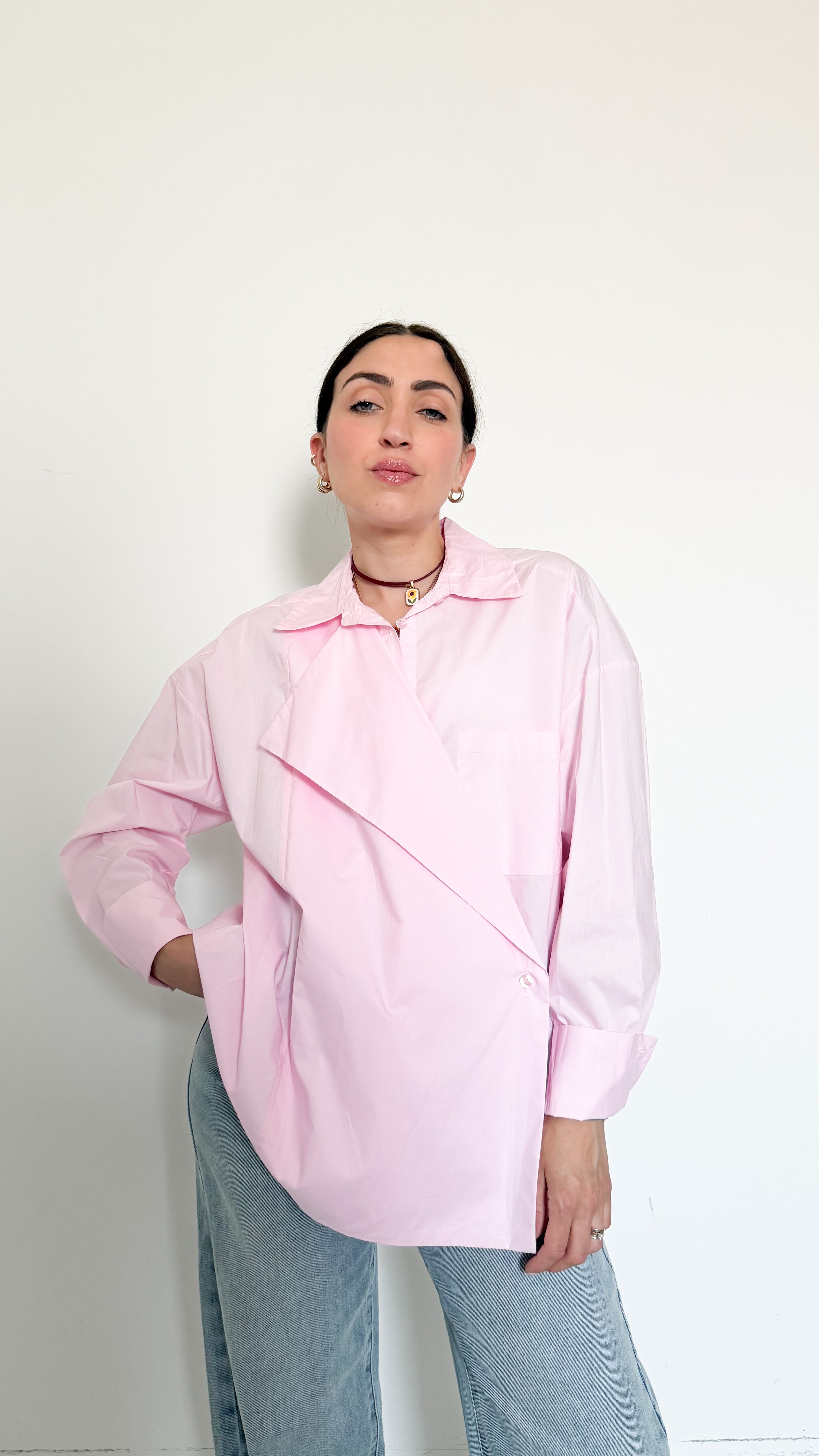 Camicia Rosa Con Patta