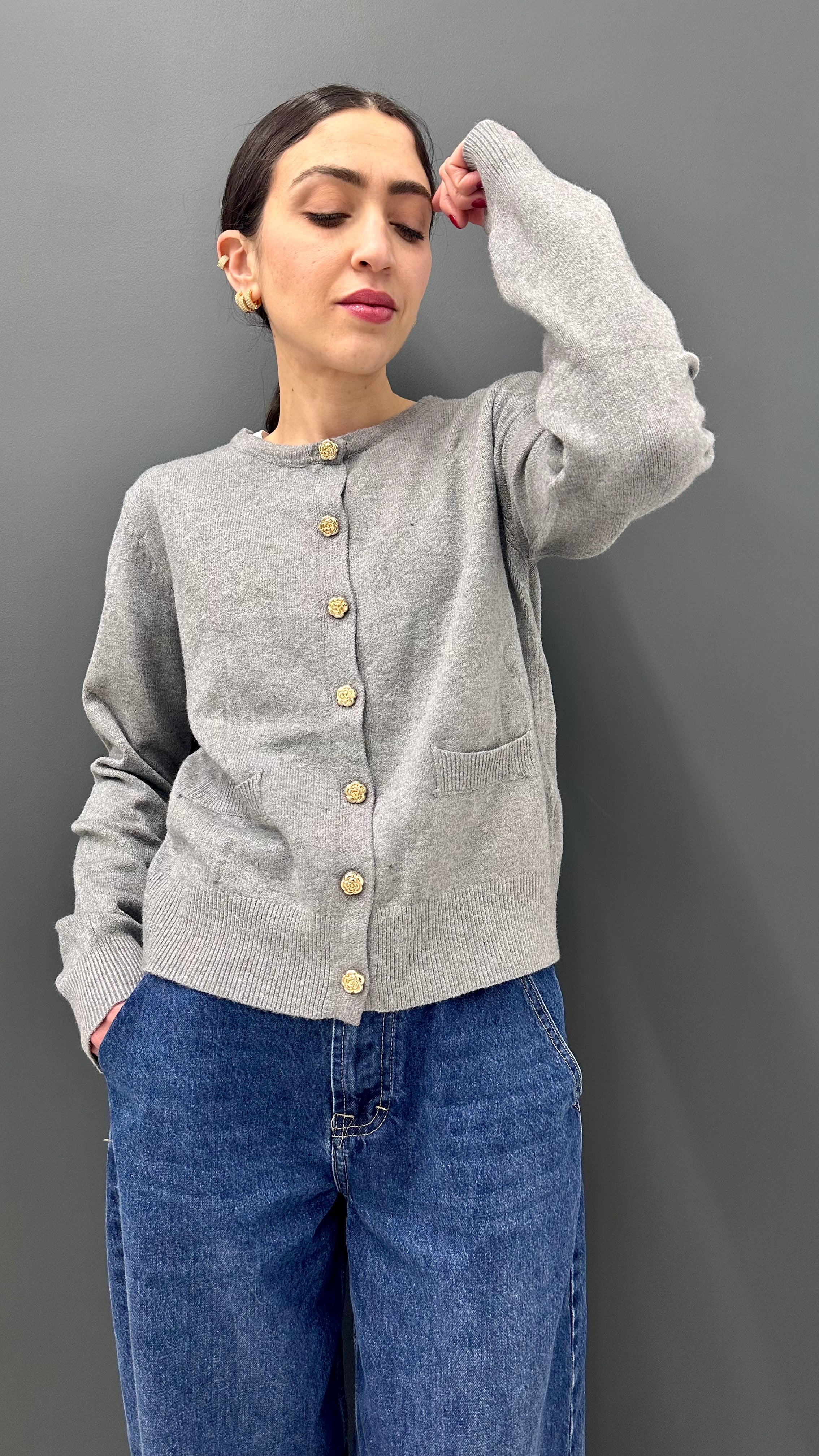 Cardigan Basic Grigio