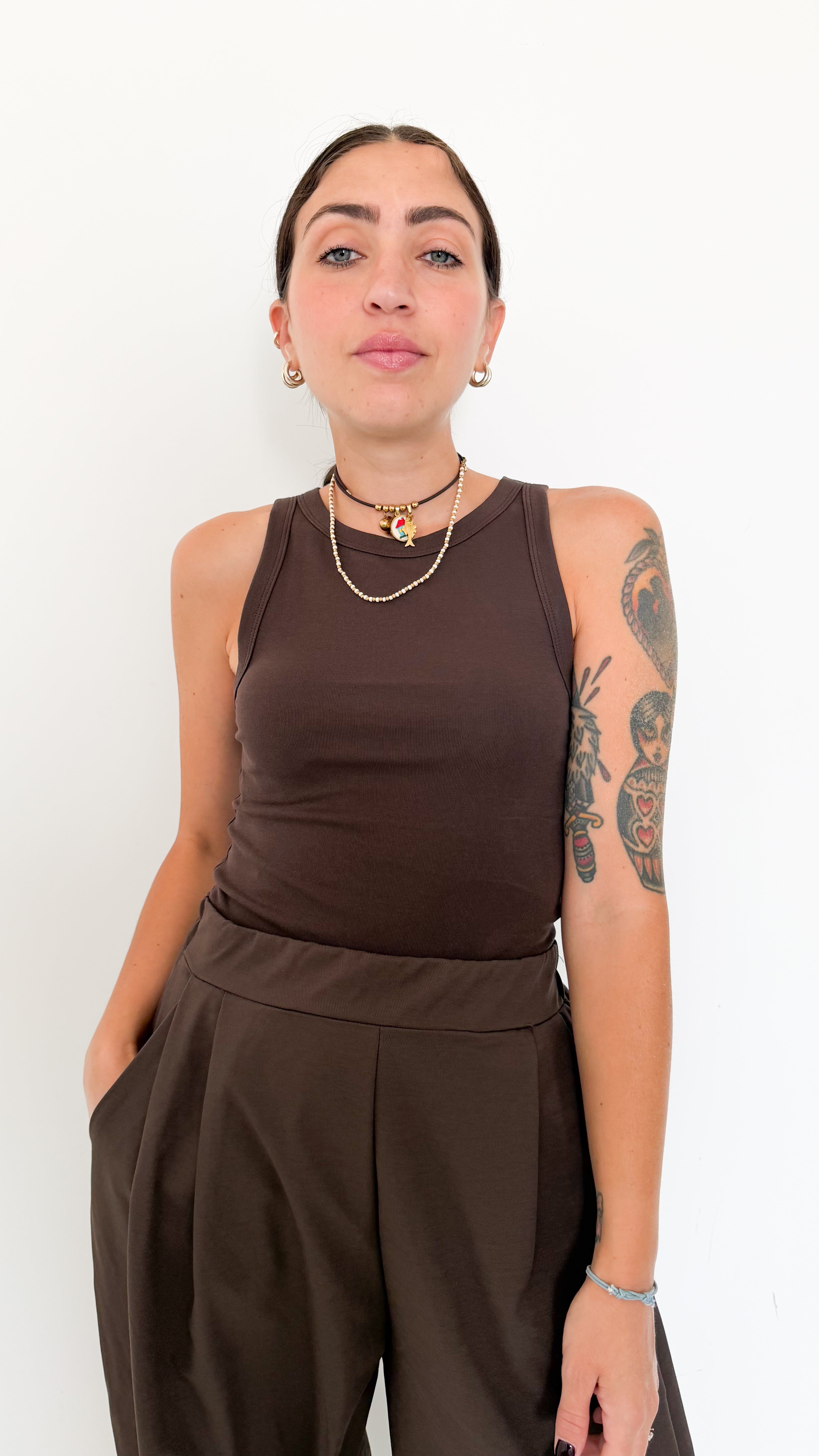 Canotta Basic Marrone