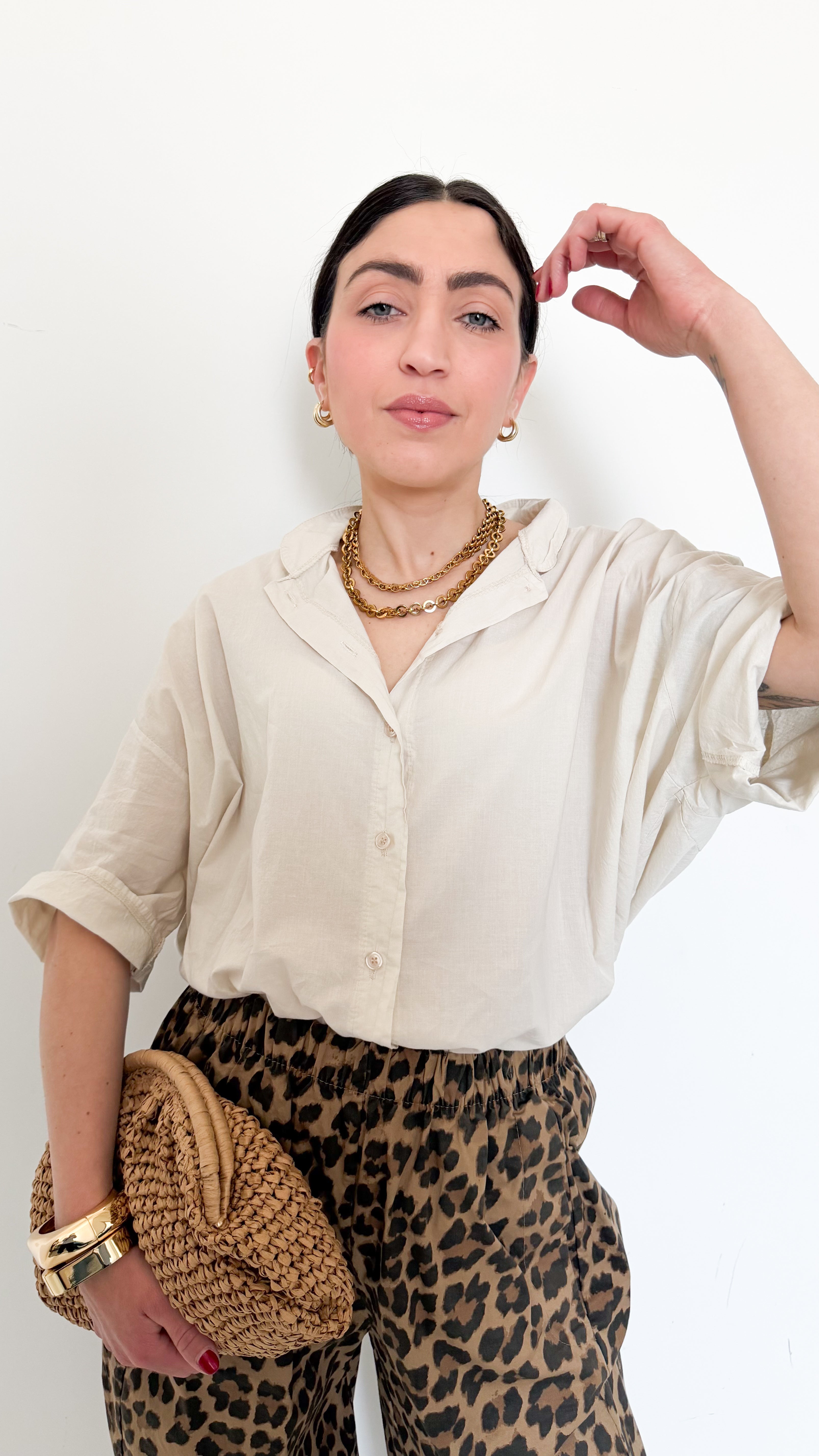 Camicia Panna Maniche Corte