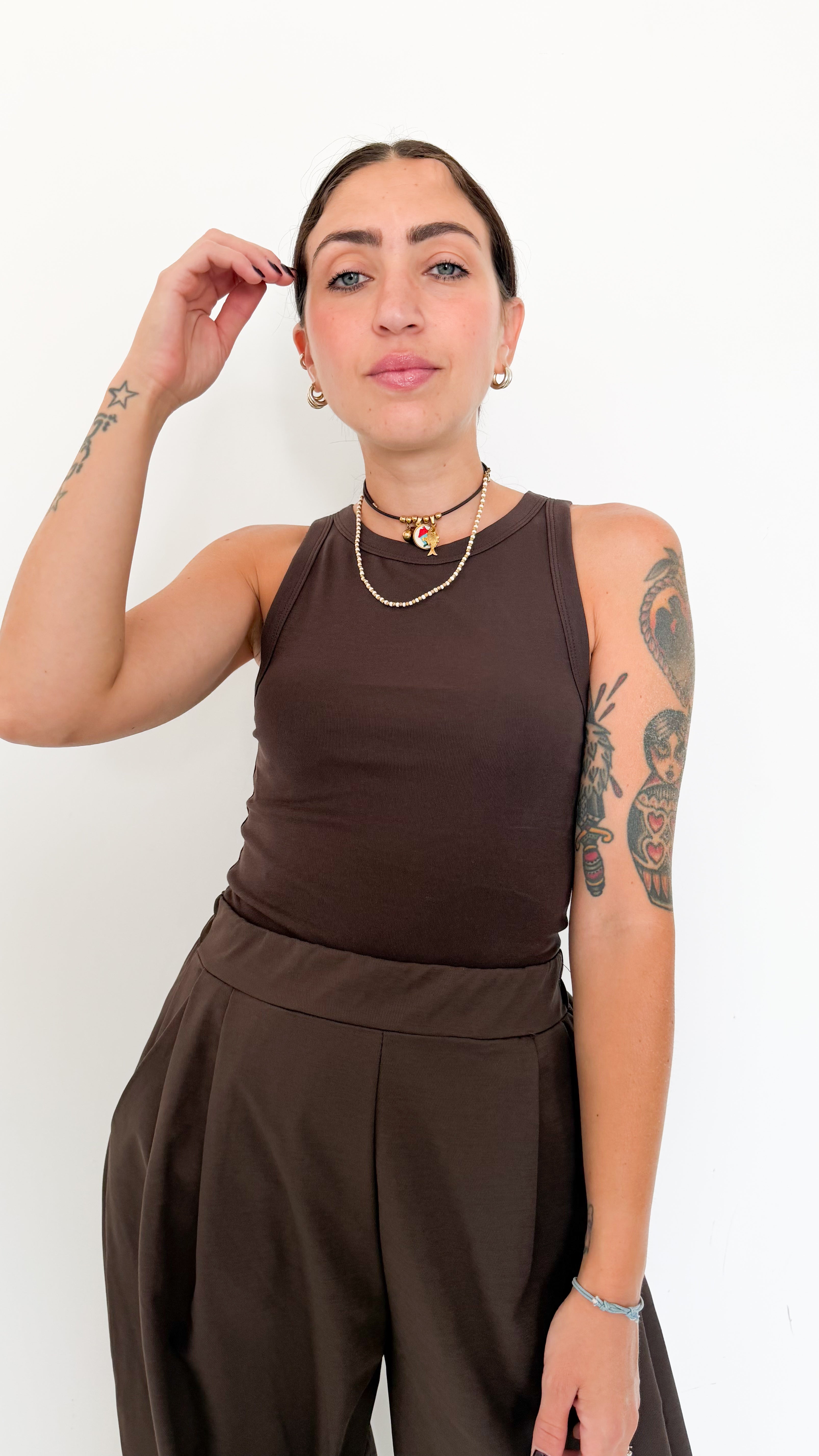 Canotta Basic Marrone