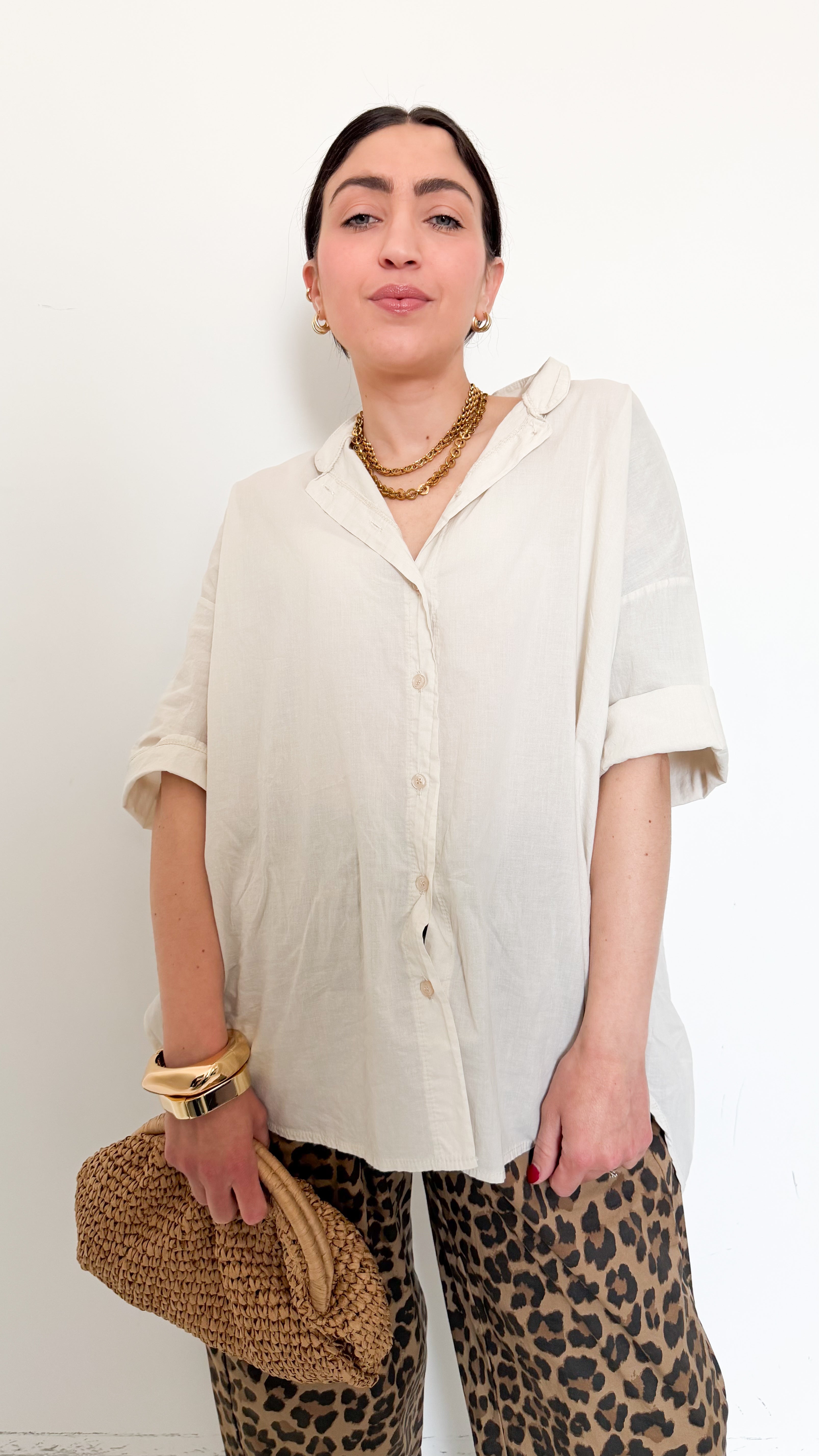 Camicia Panna Maniche Corte