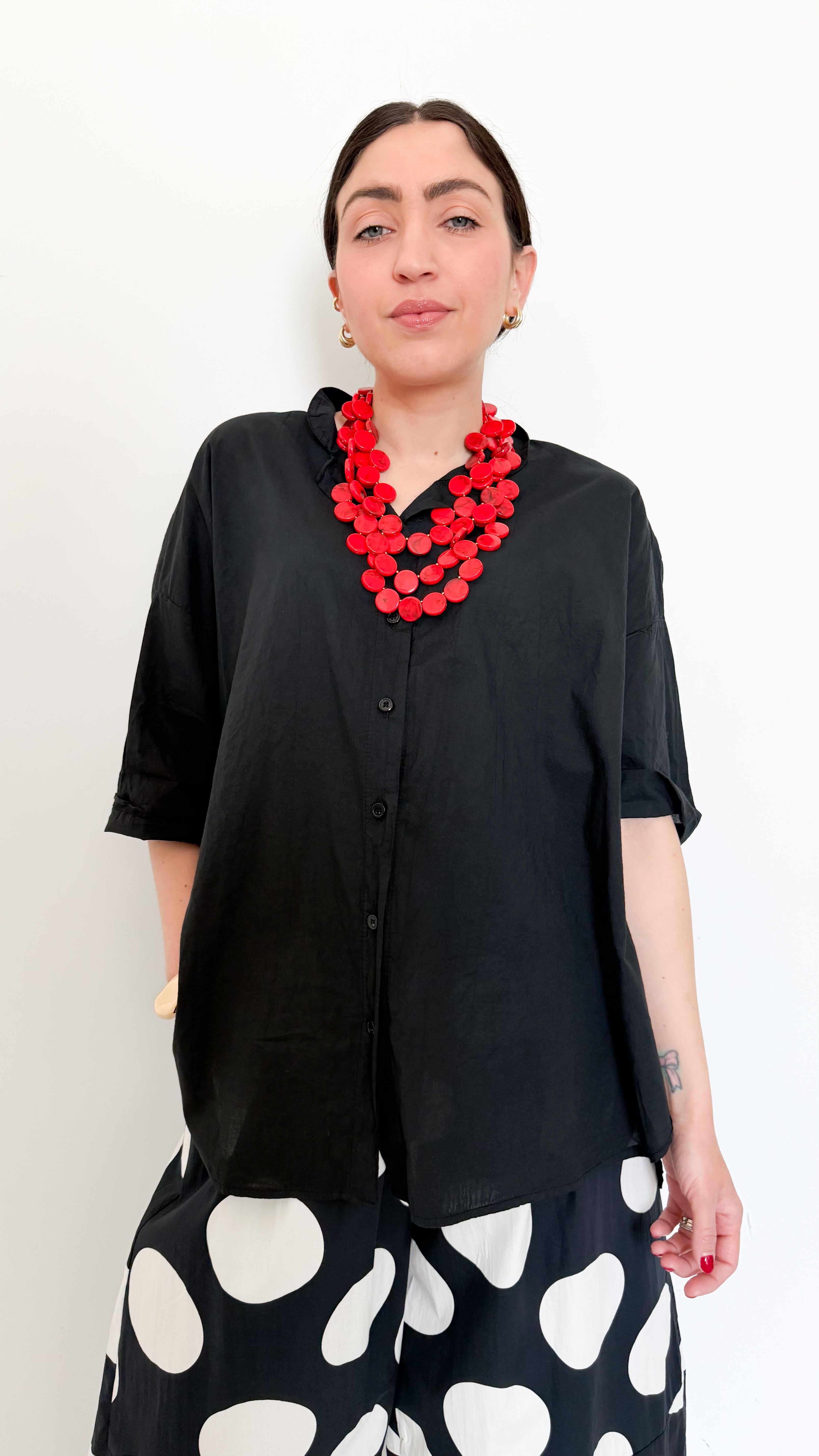 Camicia Nera Maniche Corte