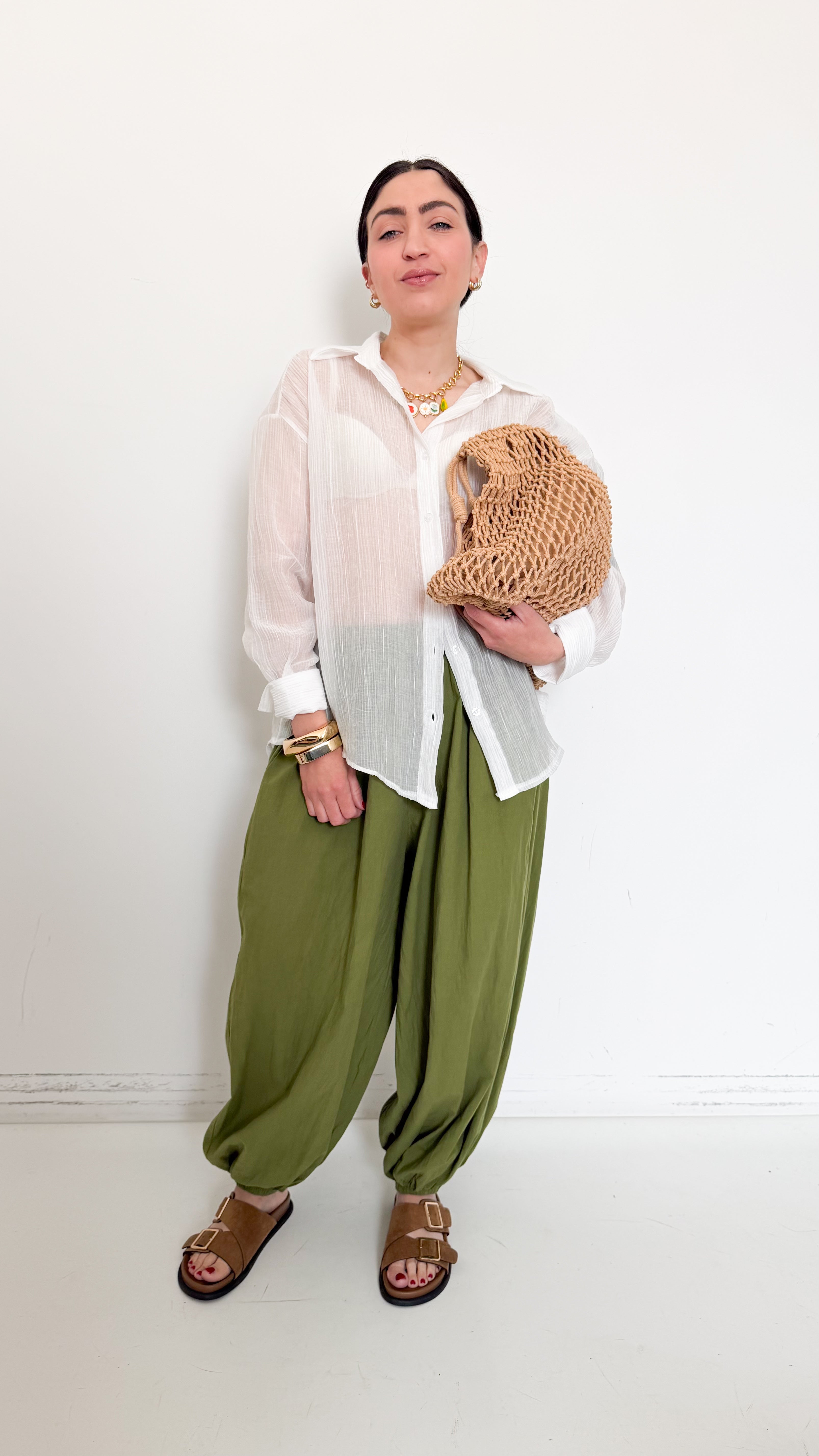 Pantaloni In Cotone Verdi