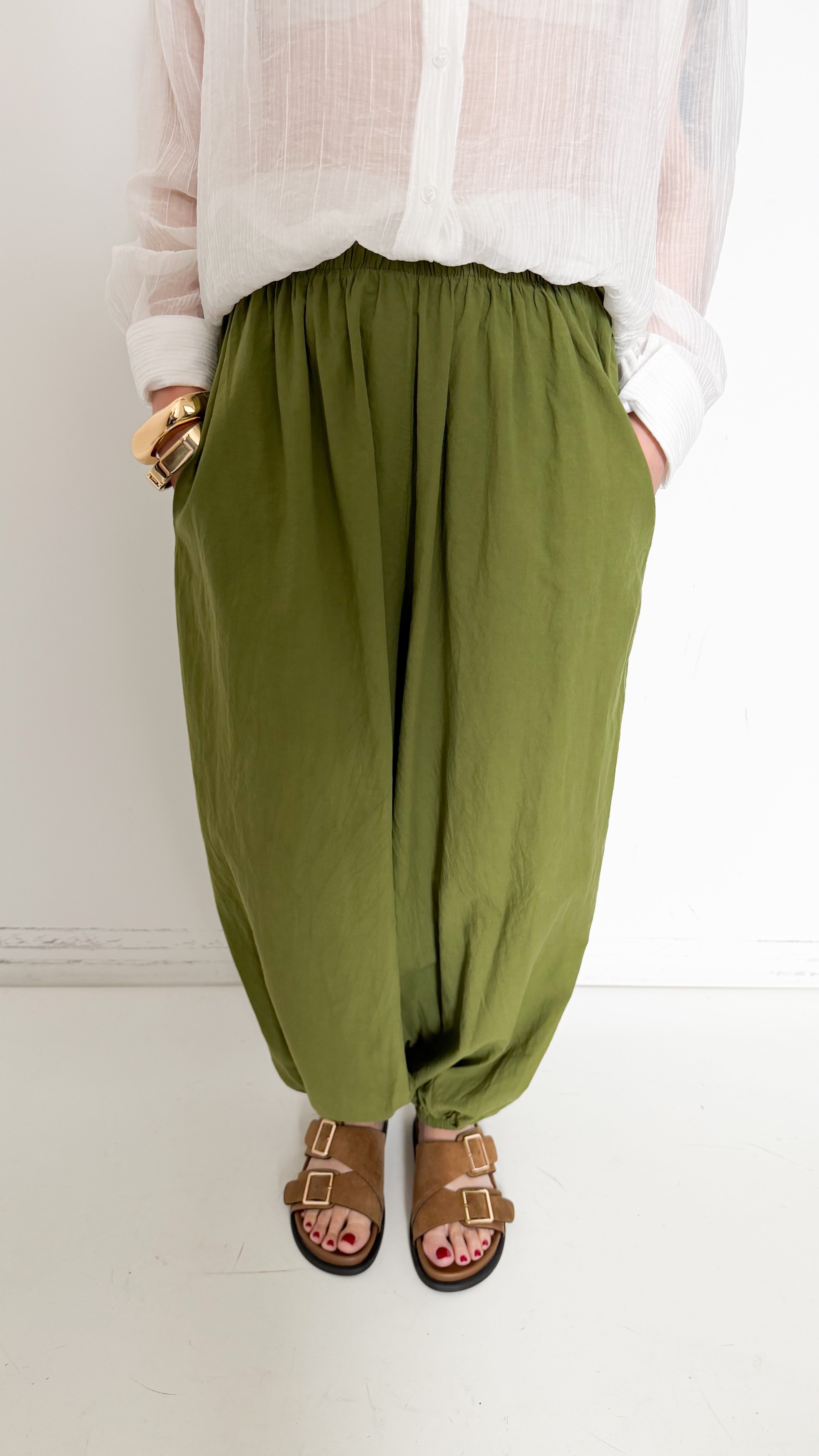Pantaloni In Cotone Verdi