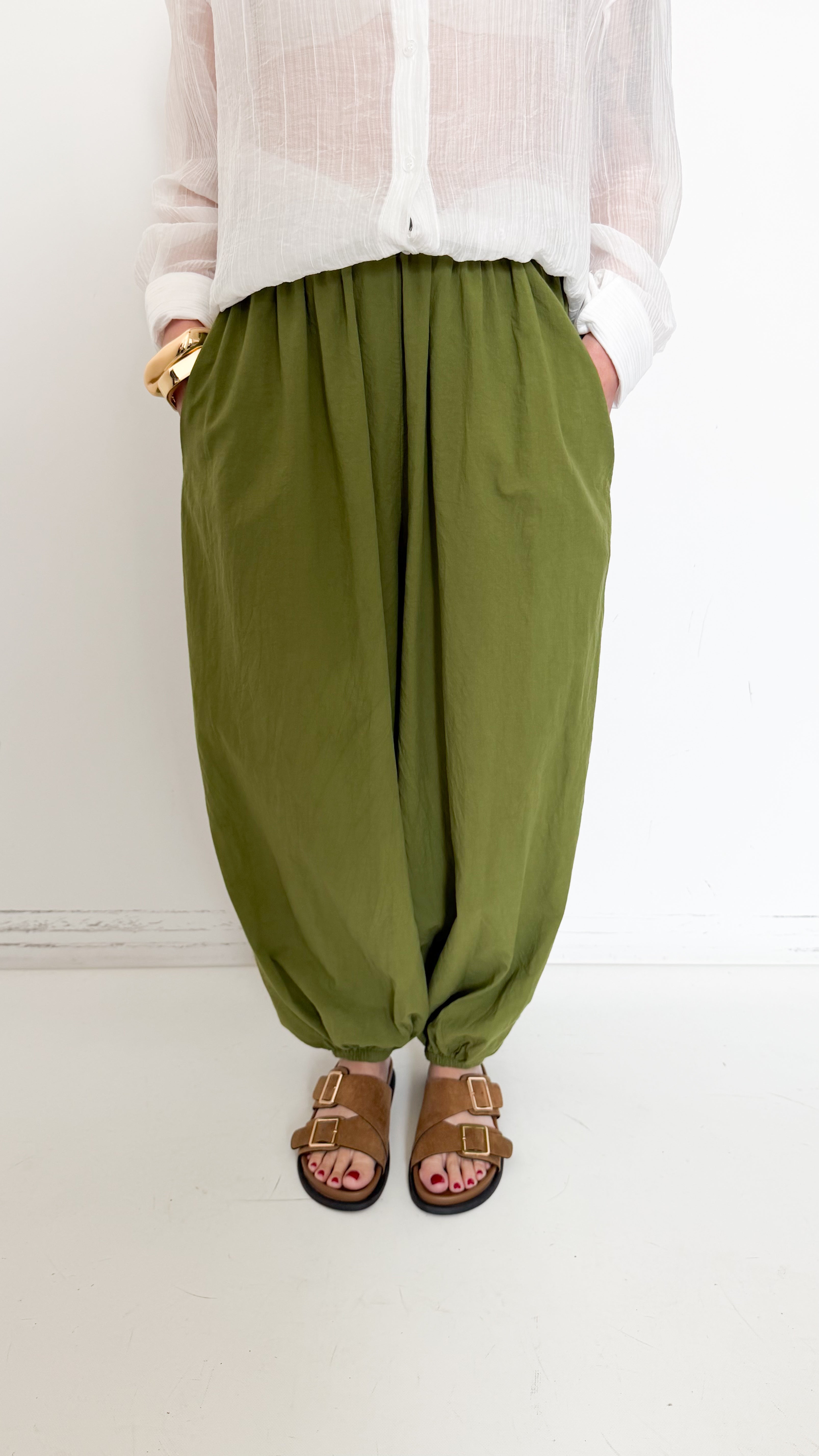 Pantaloni In Cotone Verdi