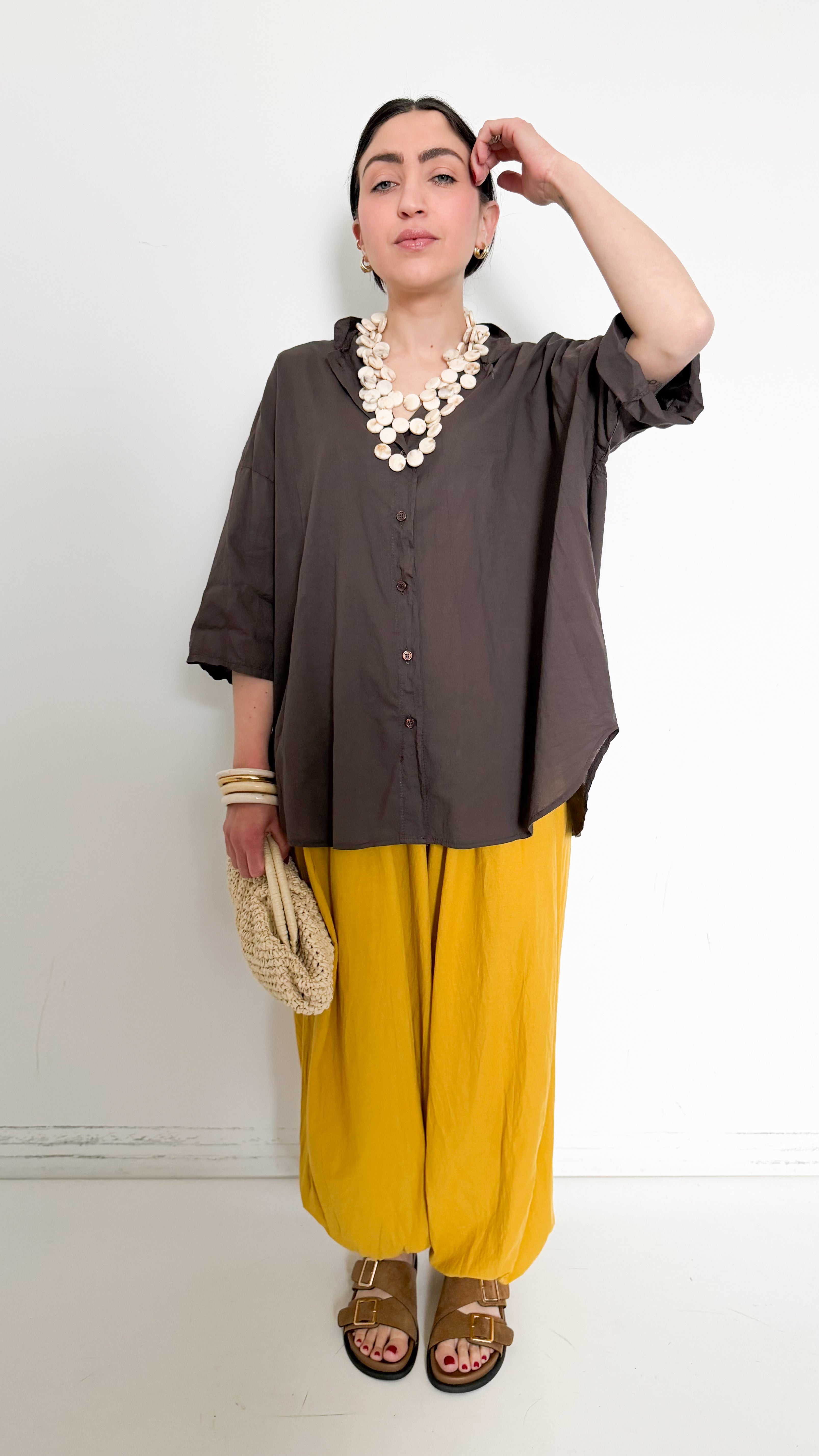 Pantaloni In Cotone Senape