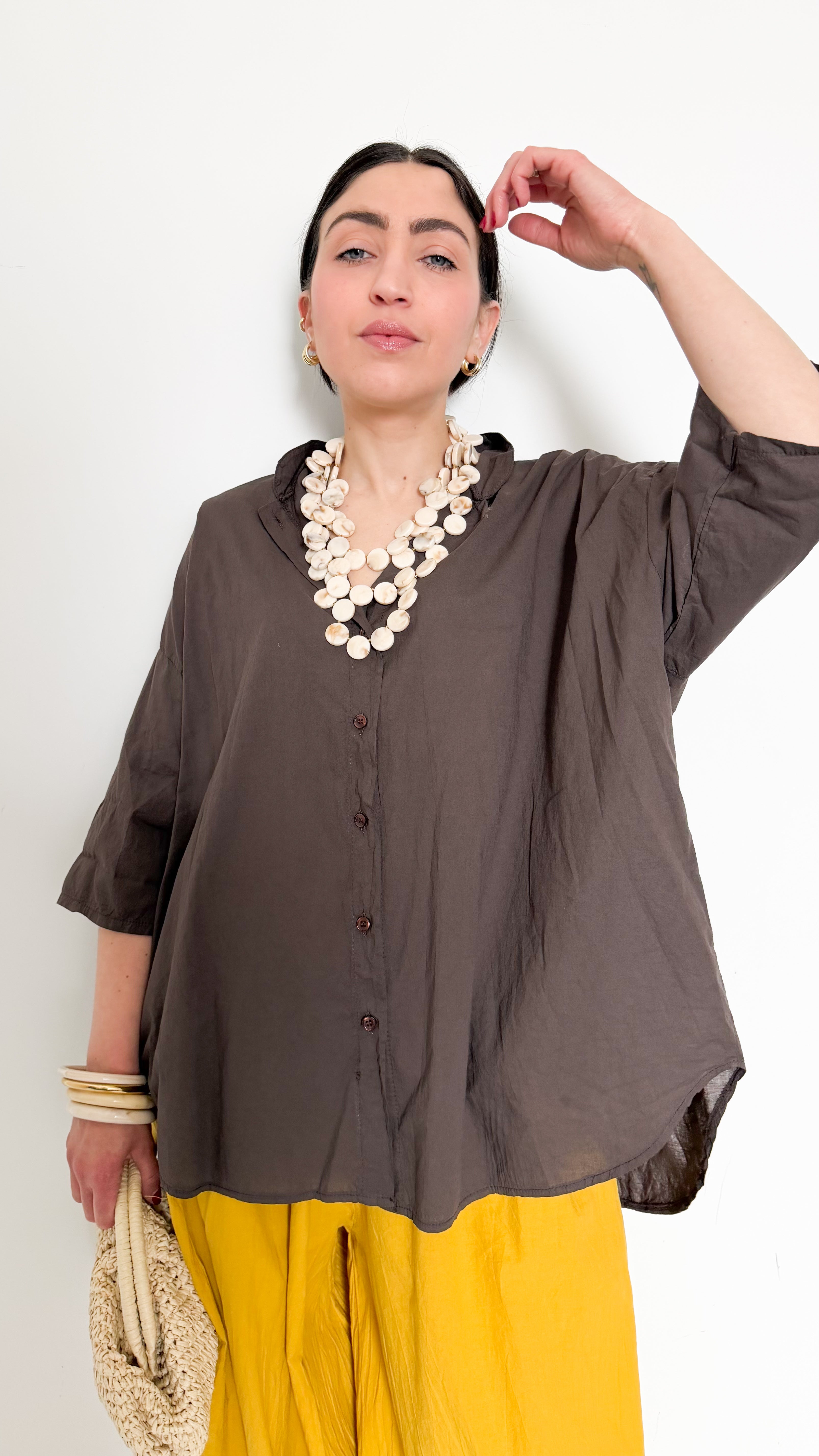 Camicia Marrone Maniche Corte