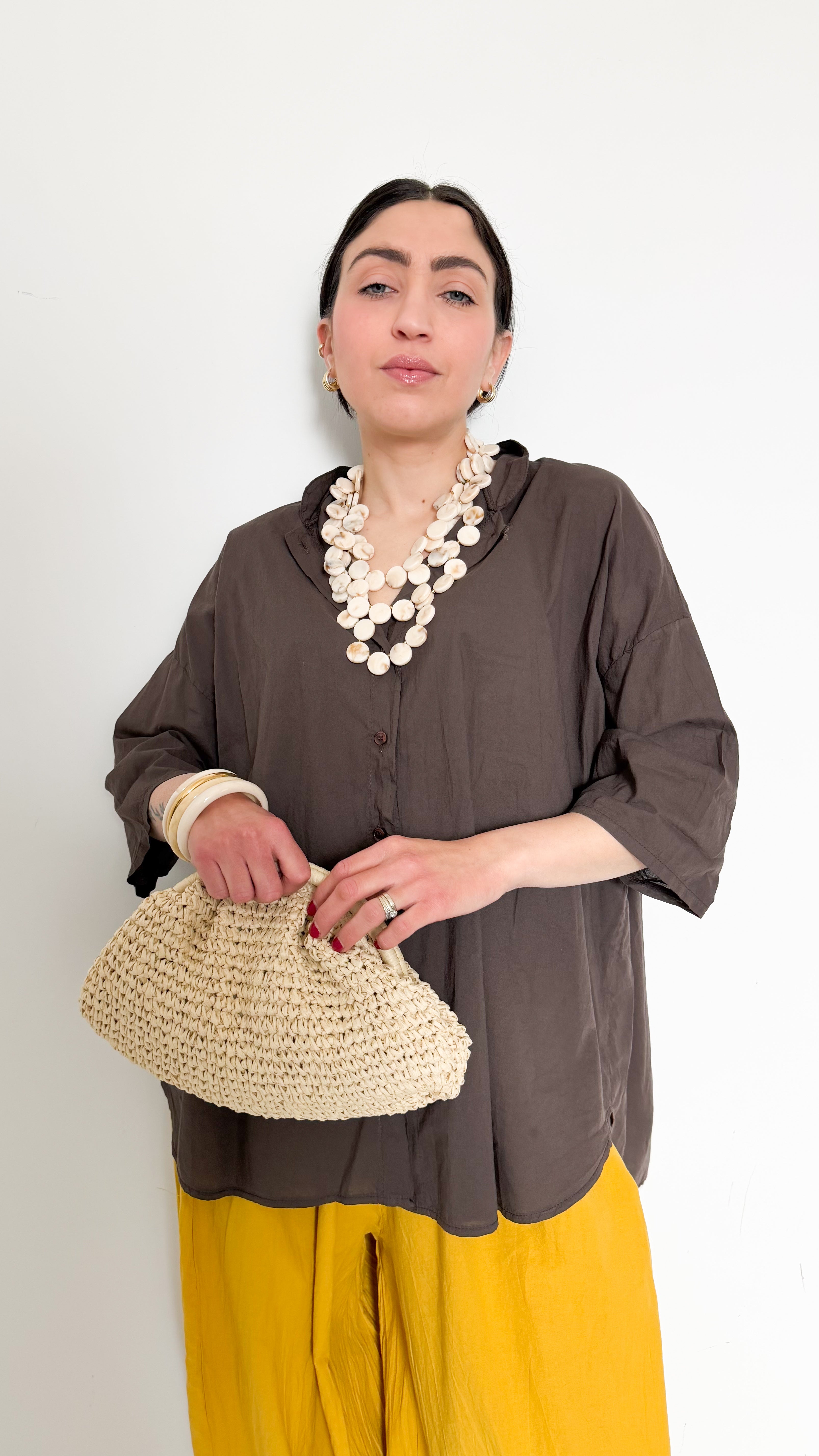Camicia Marrone Maniche Corte