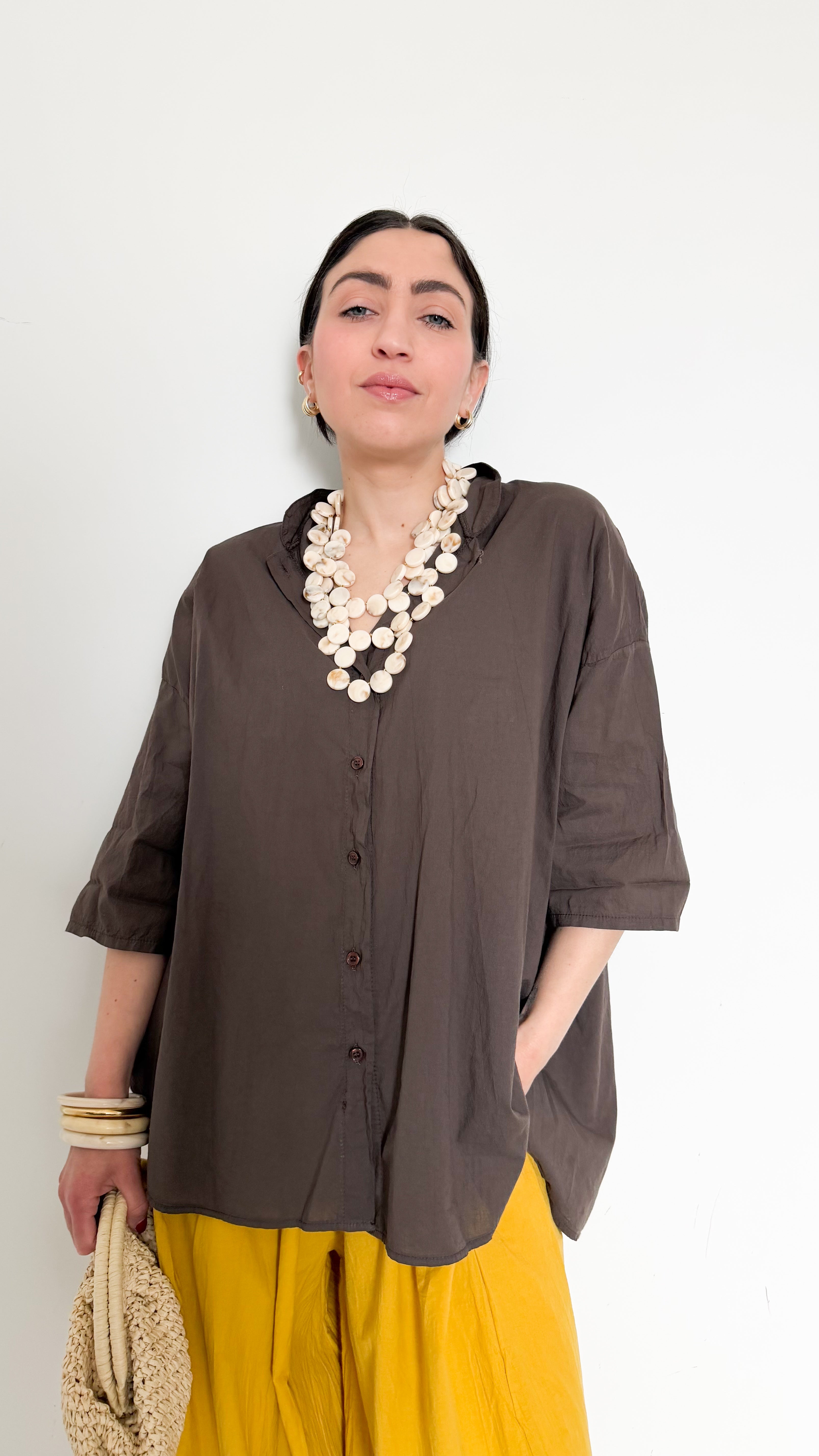Camicia Marrone Maniche Corte