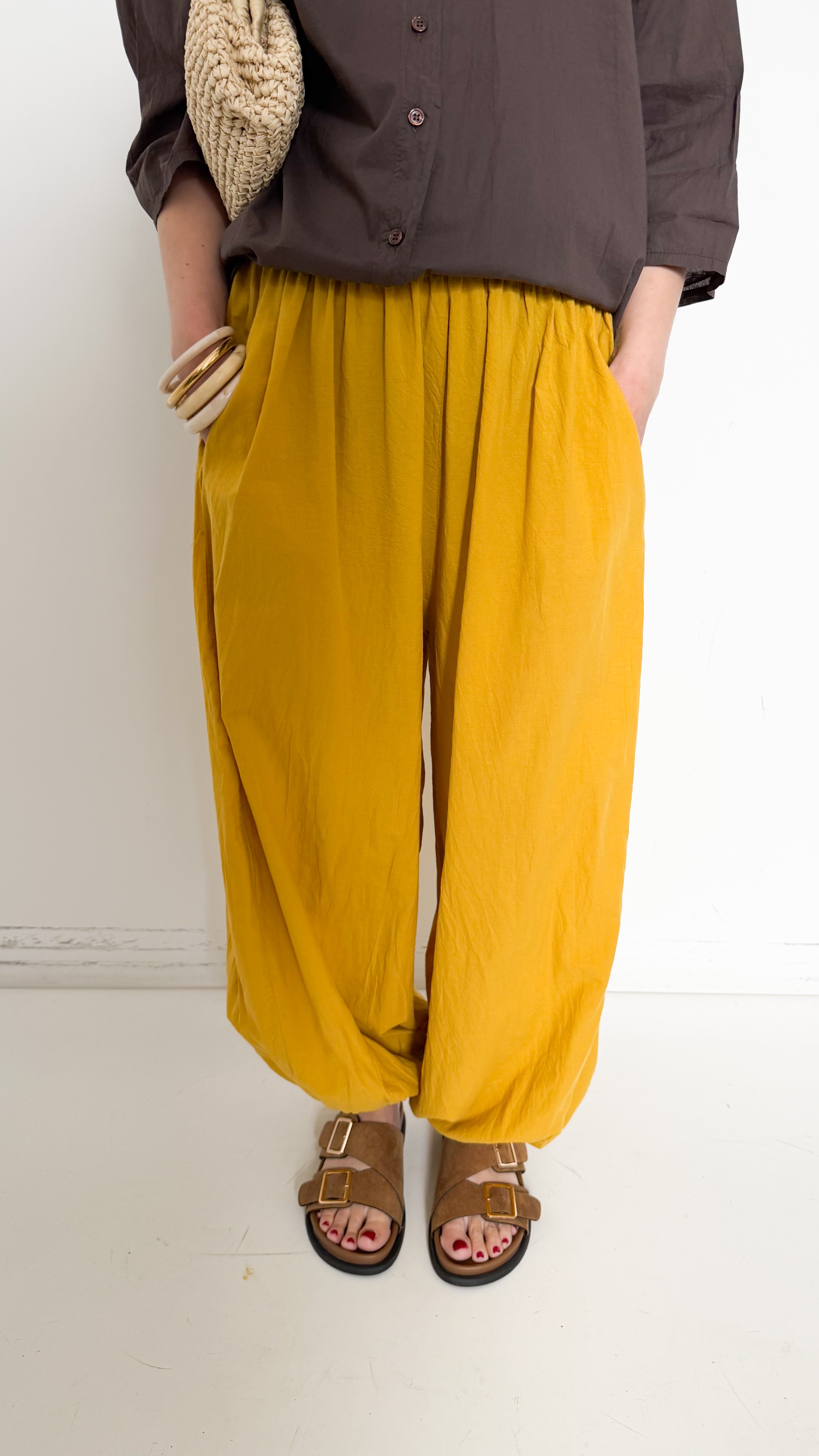 Pantaloni In Cotone Senape