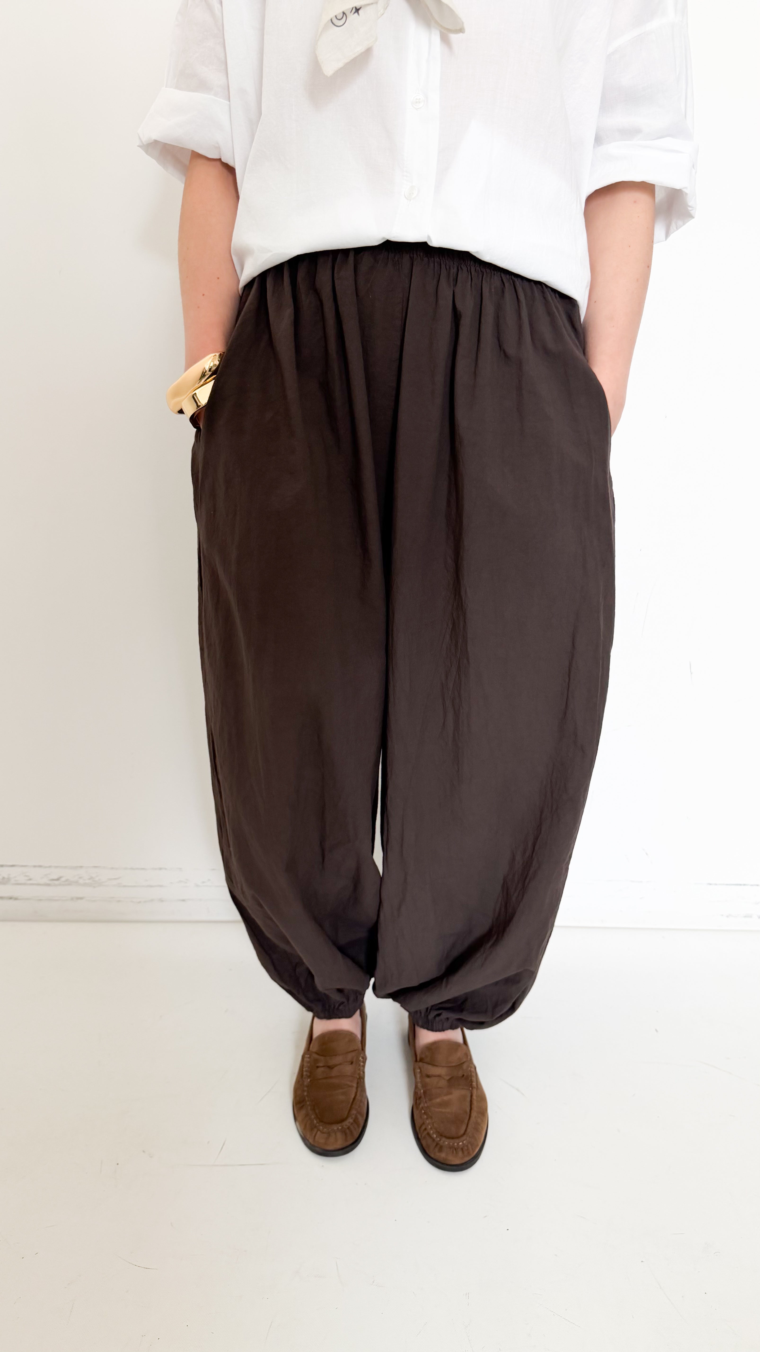 Pantaloni In Cotone Marroni