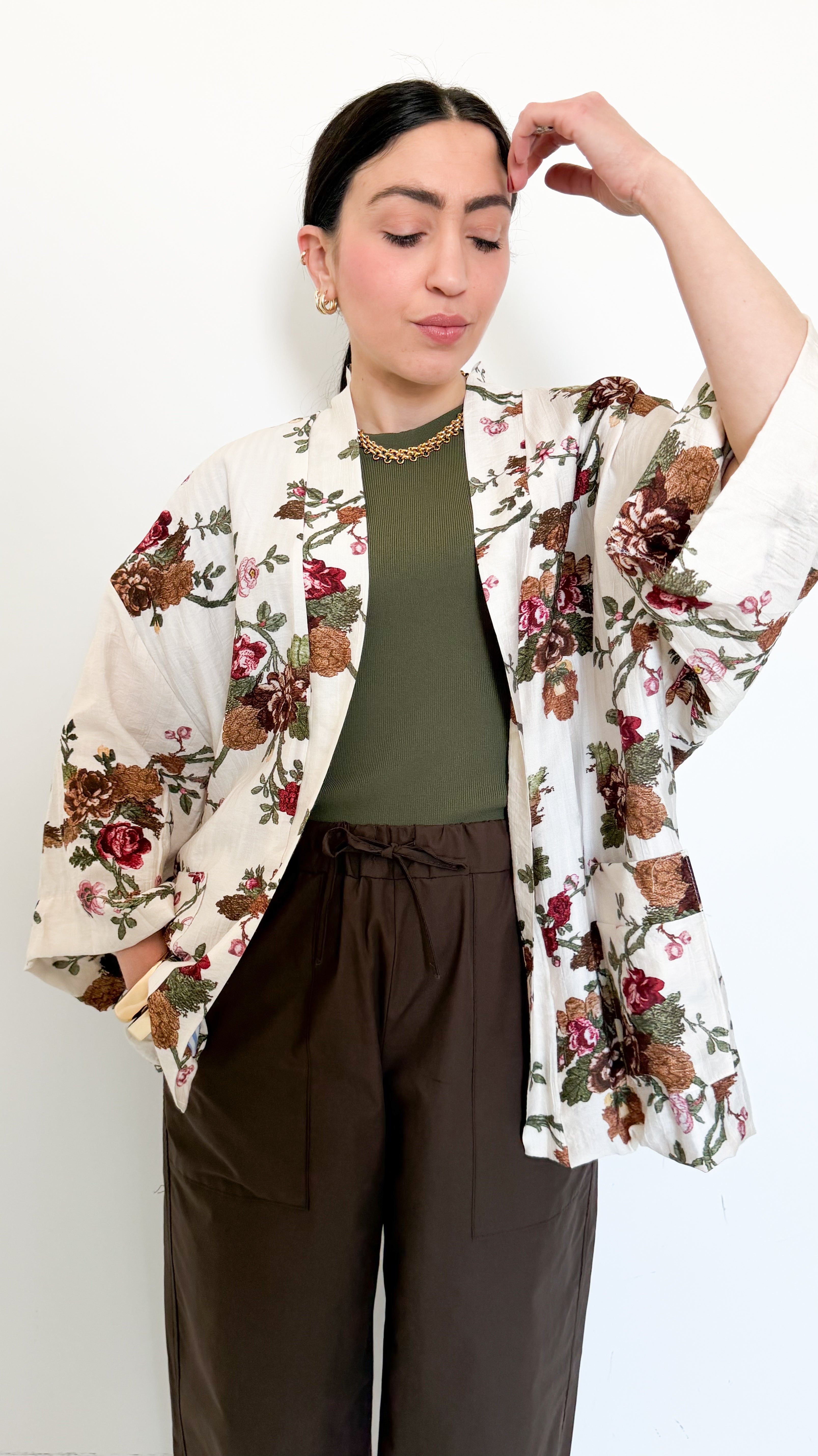 Kimono Bianco A Fantasia