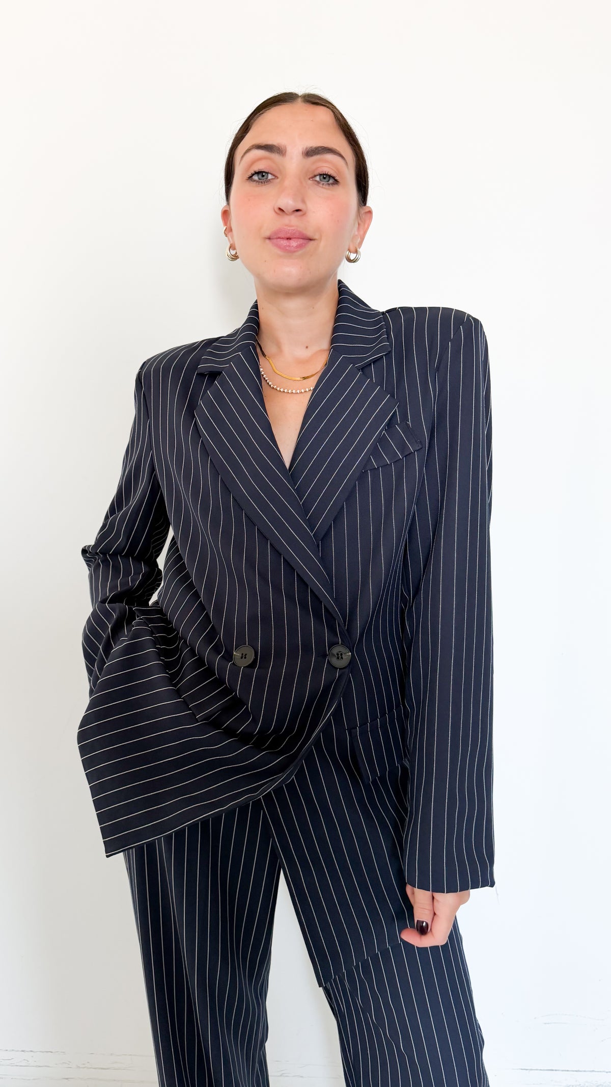 Tailleur Blu Gessato