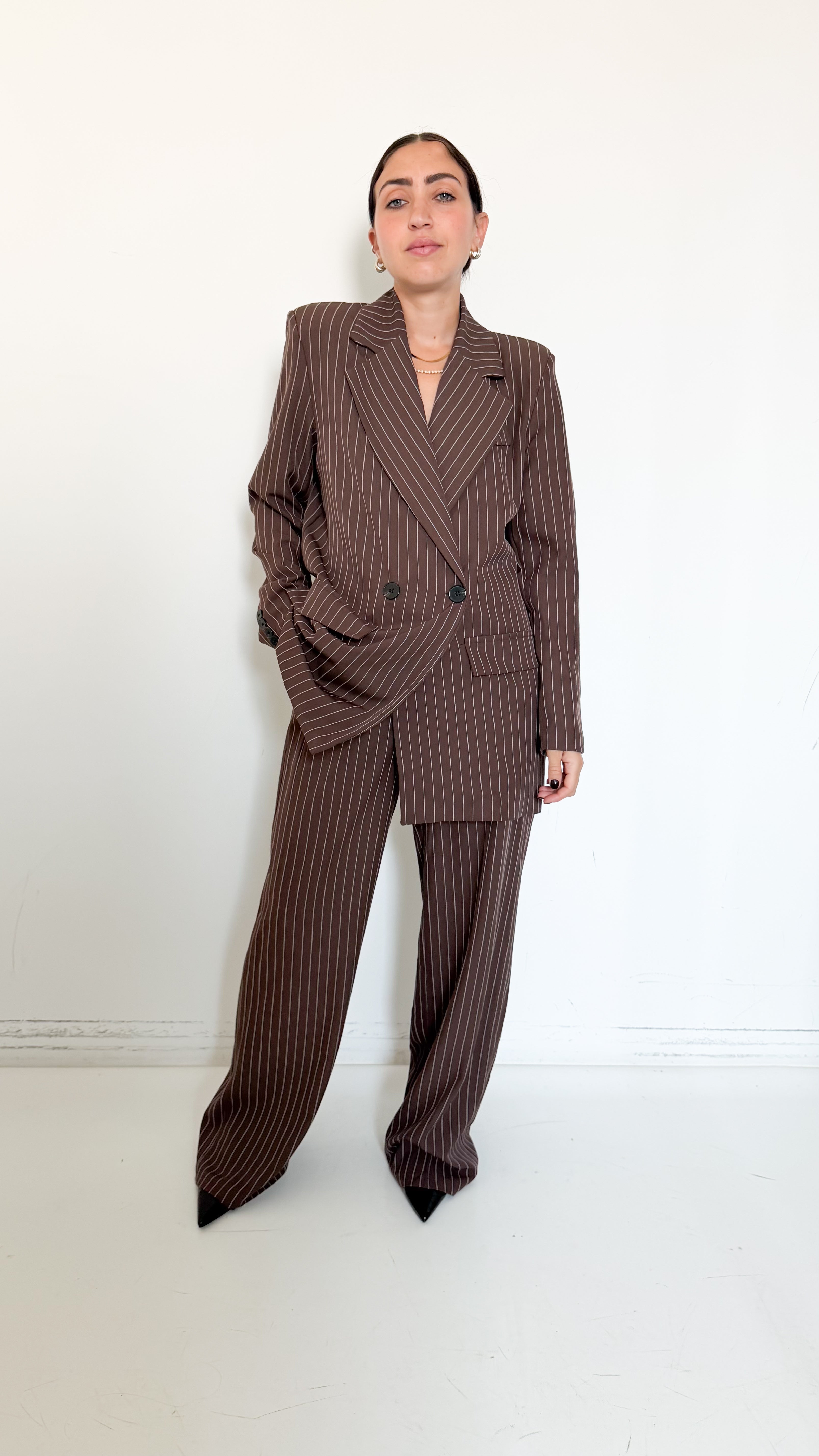 Tailleur Marrone Gessato