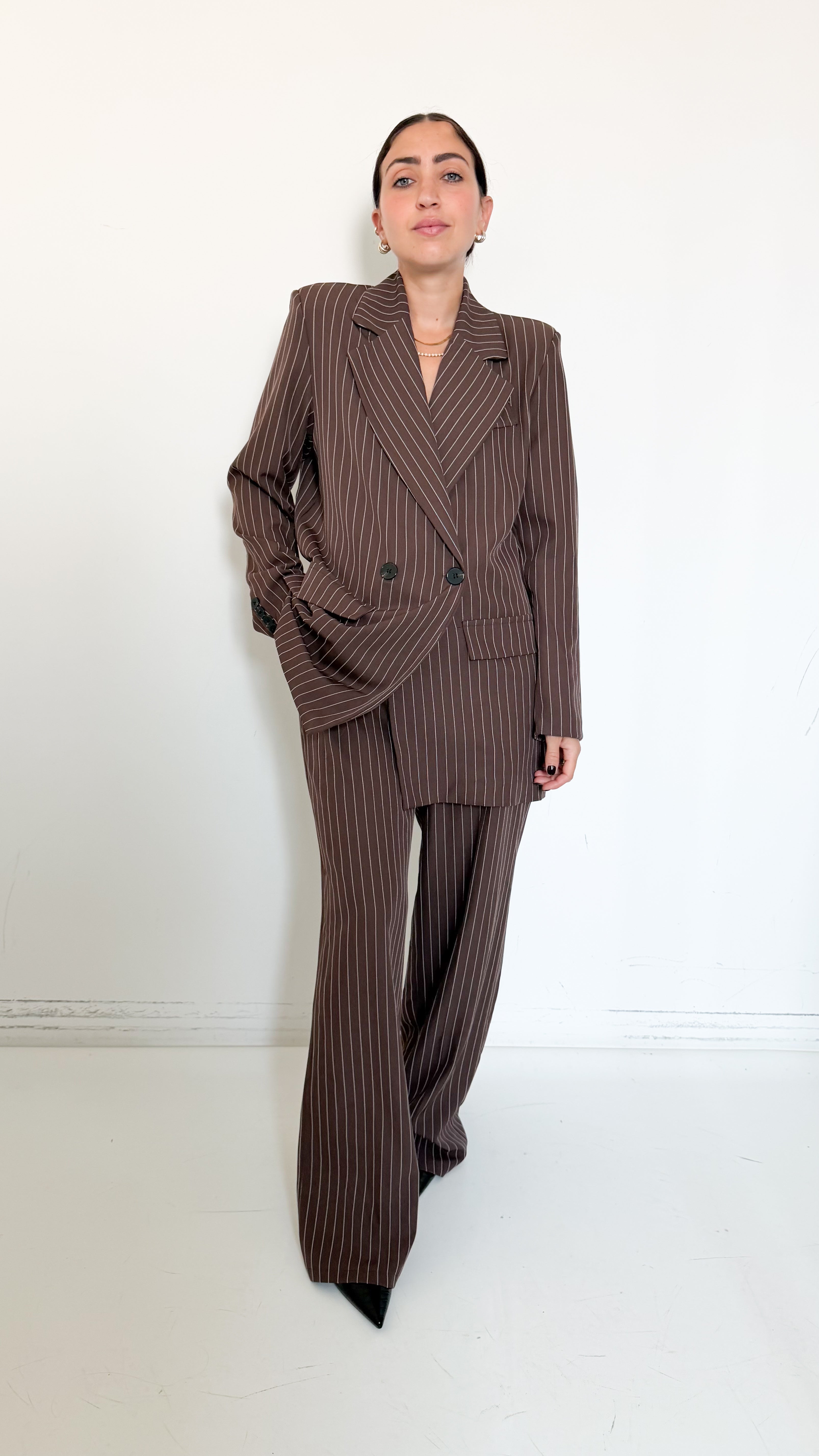 Tailleur Marrone Gessato