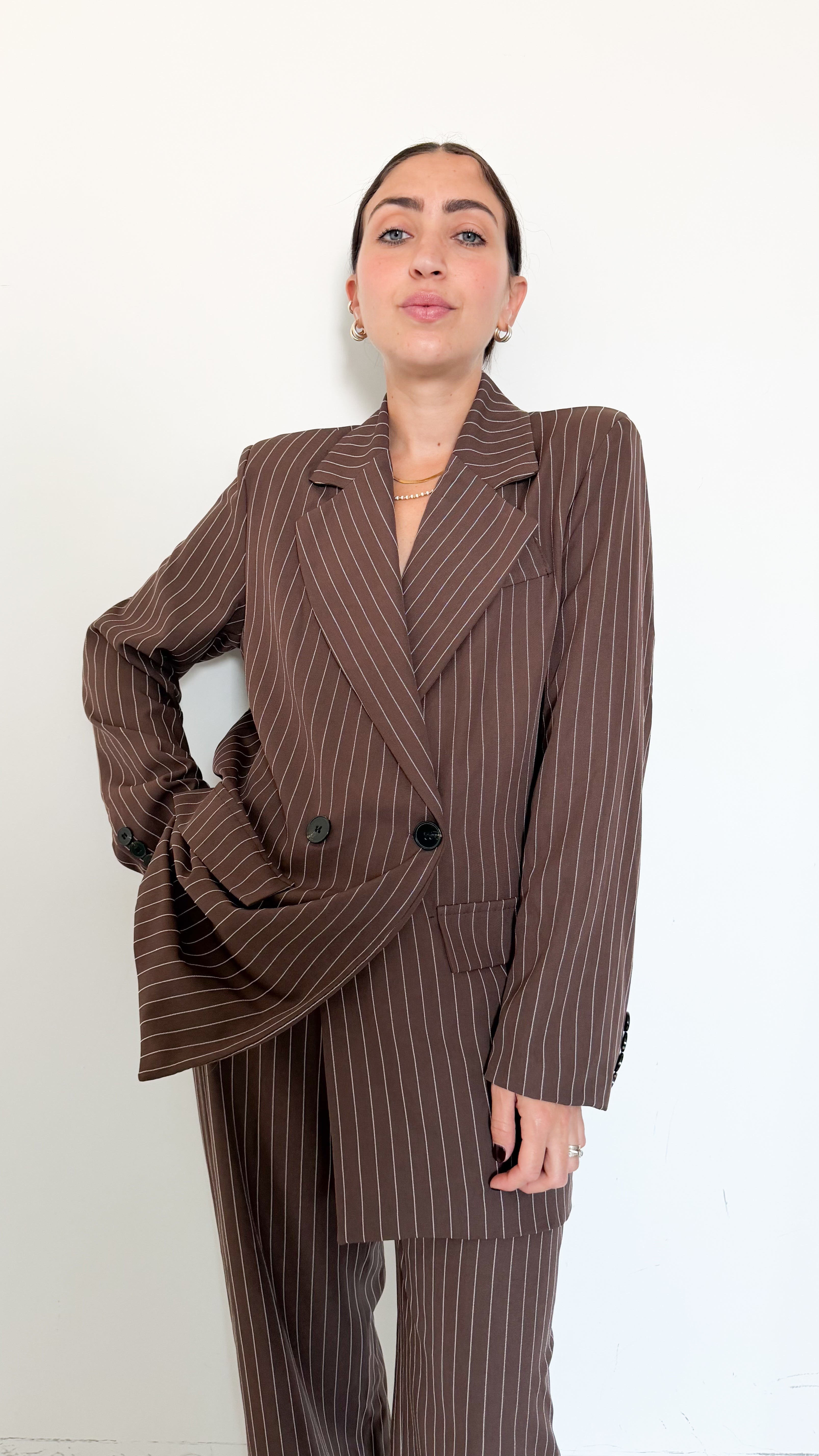 Tailleur Marrone Gessato