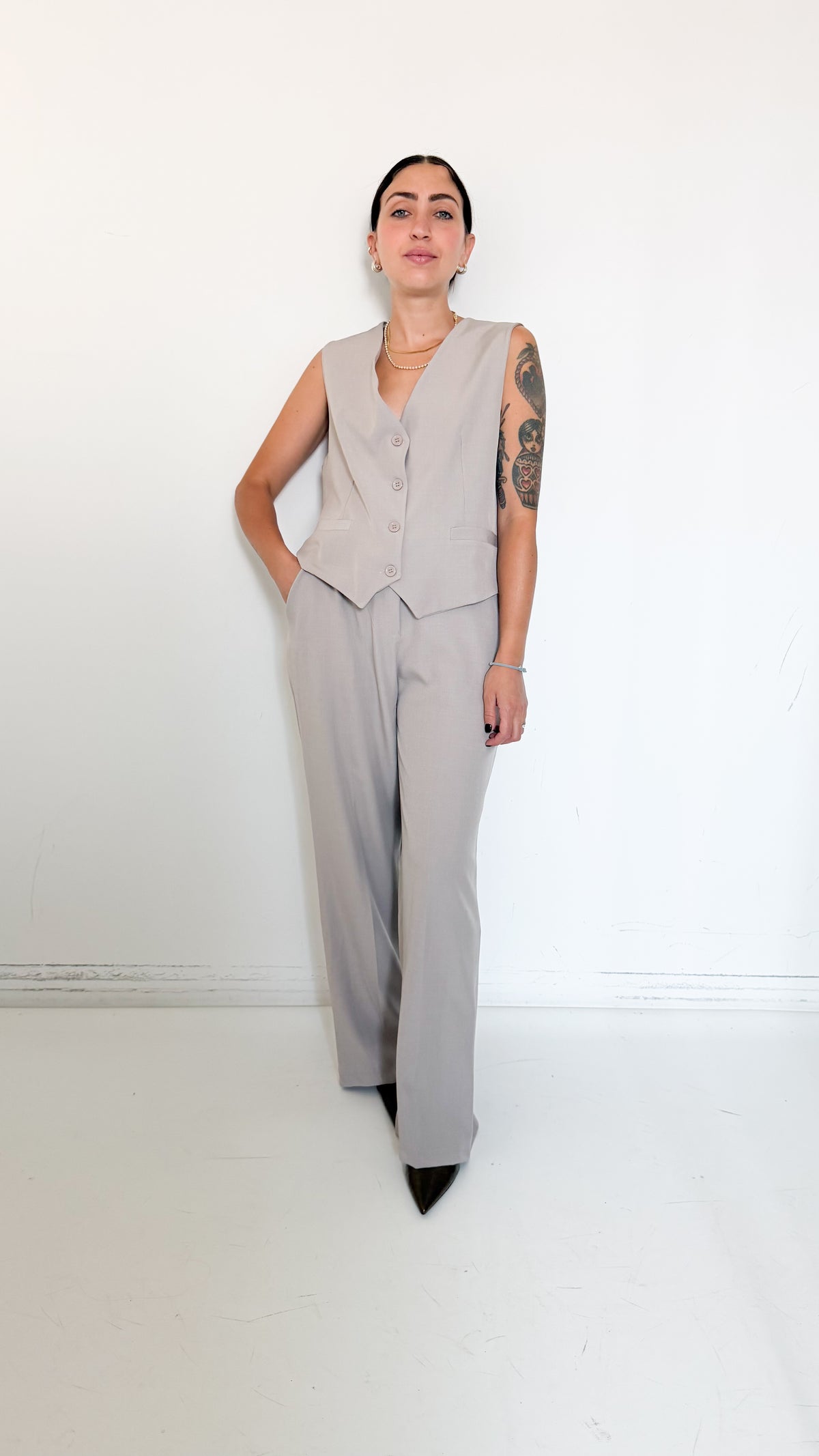 Coordinato Taupe Con Gilet