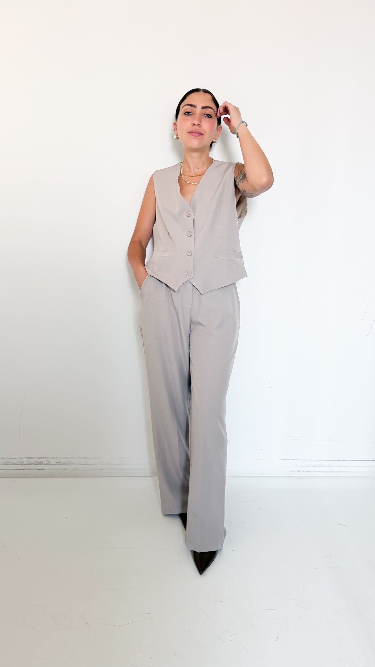 Coordinato Taupe Con Gilet