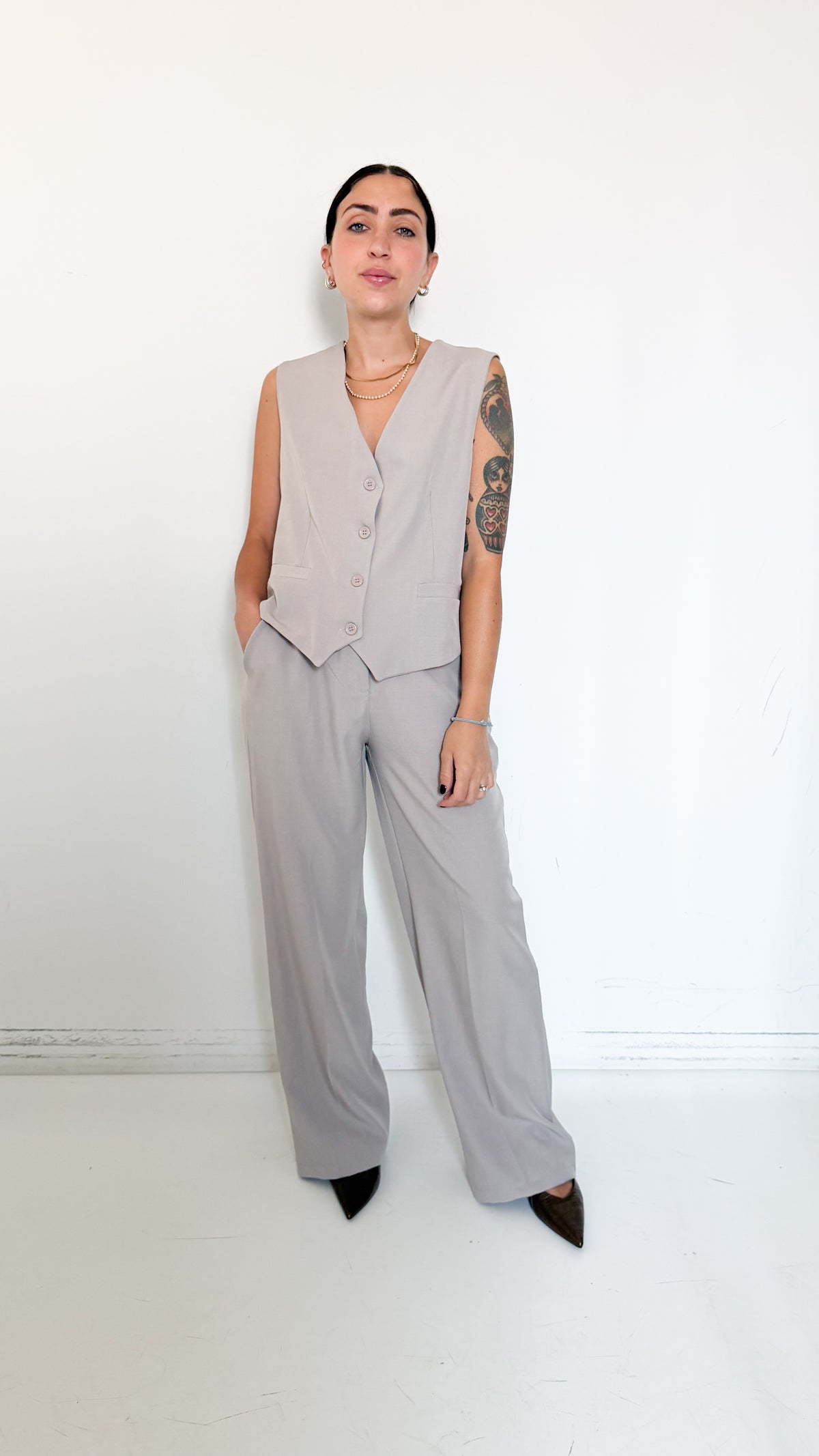 Coordinato Taupe Con Gilet