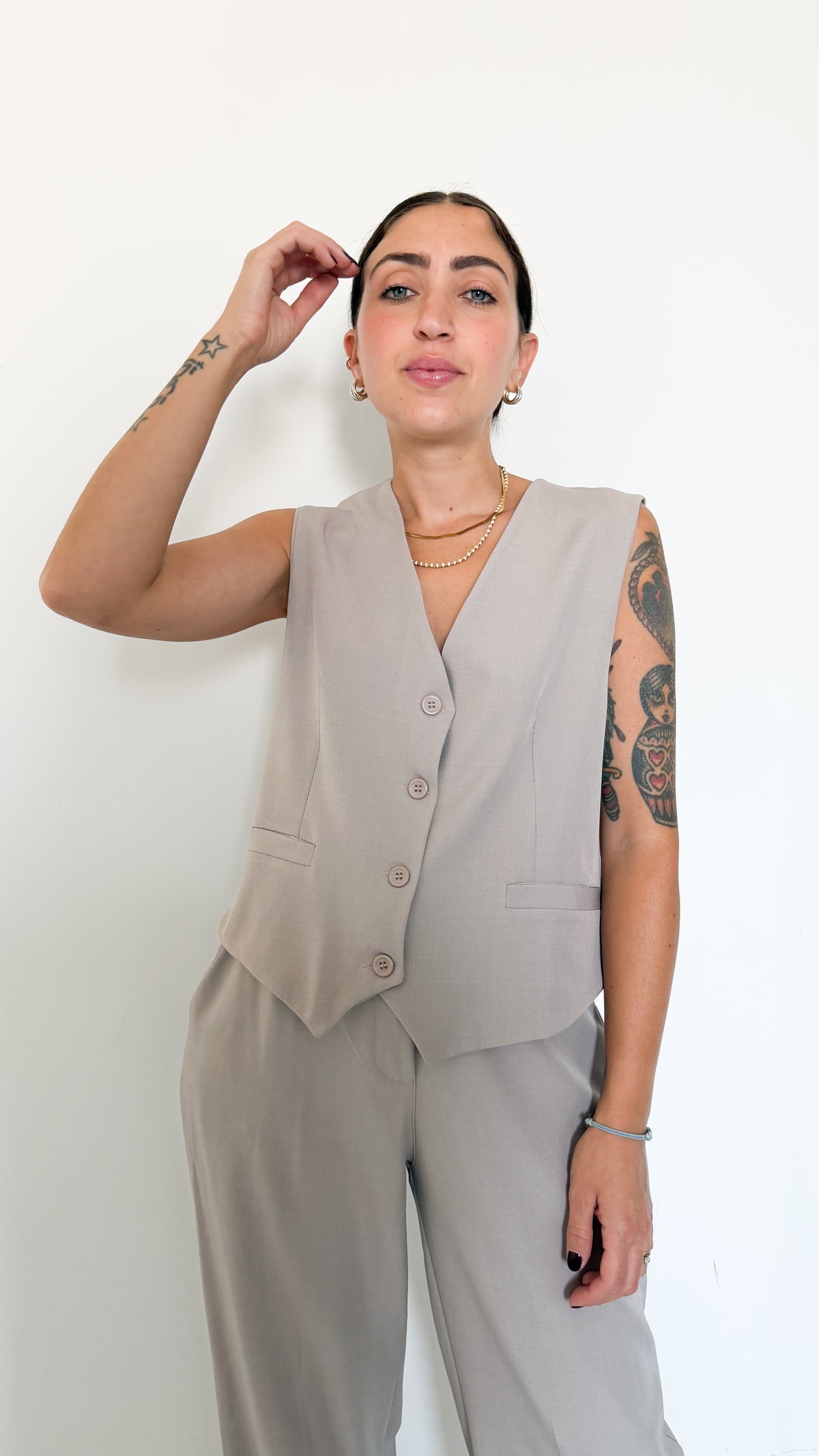 Coordinato Taupe Con Gilet