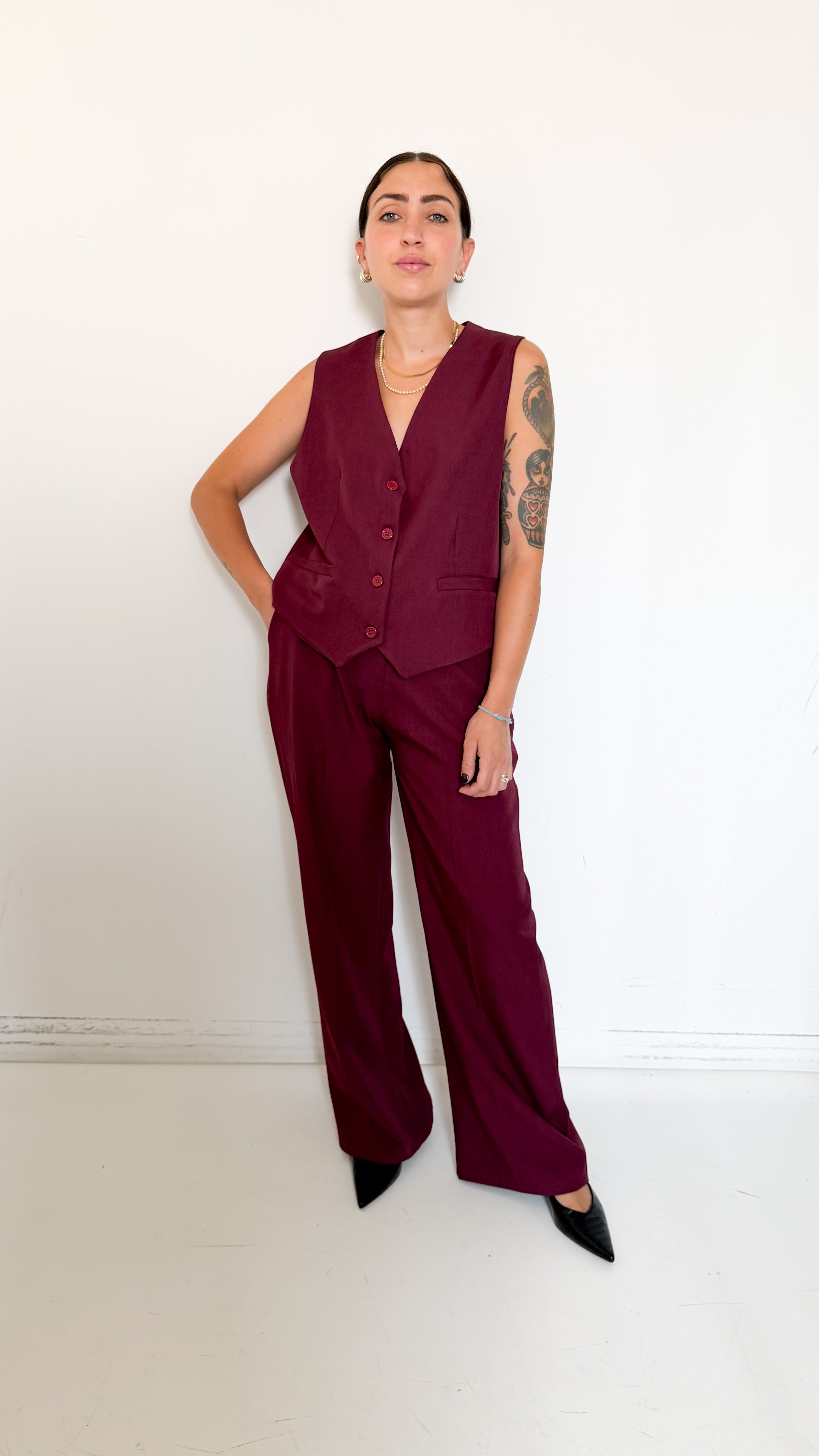 Coordinato Bordeaux Con Gilet