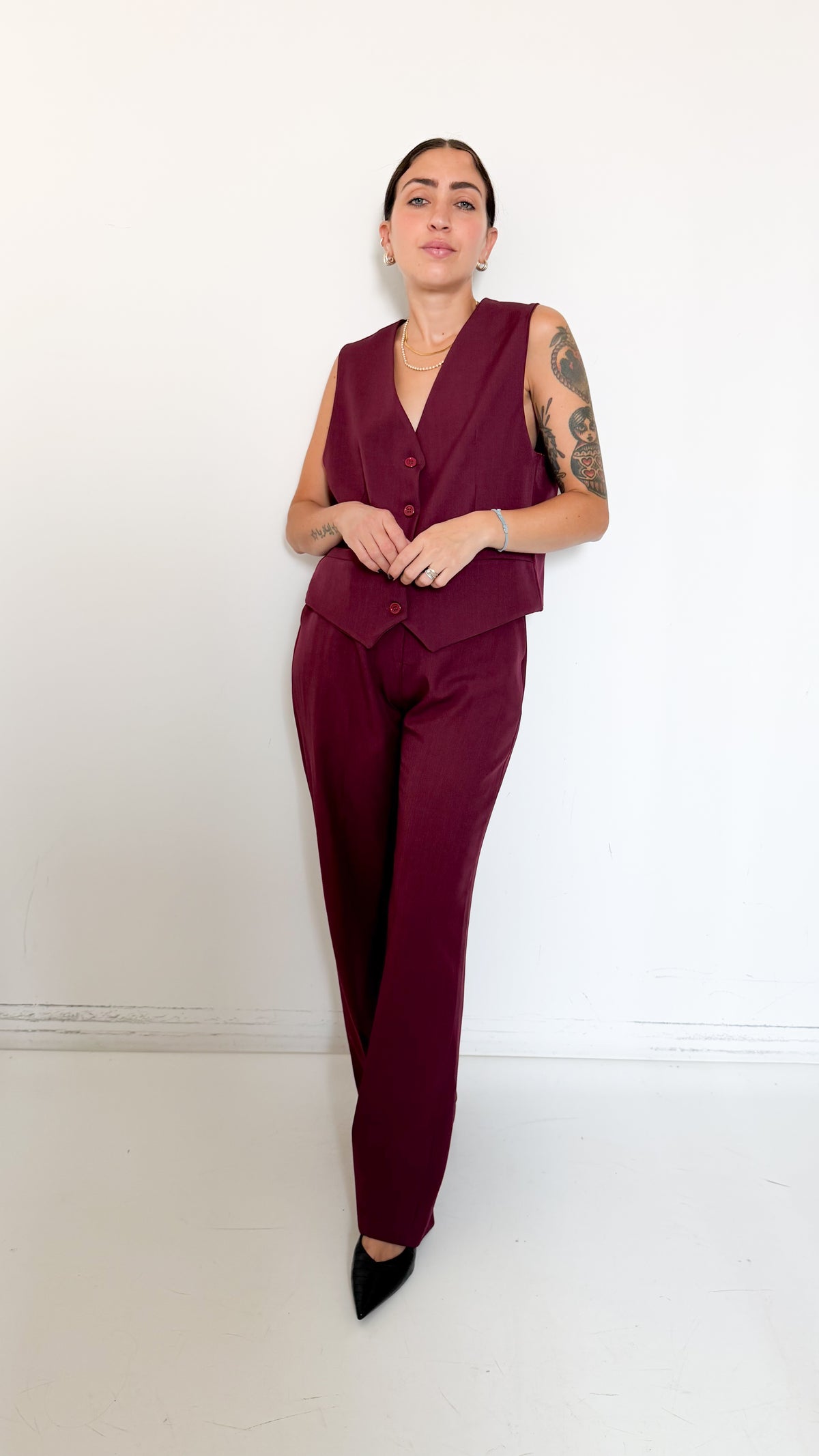 Coordinato Bordeaux Con Gilet