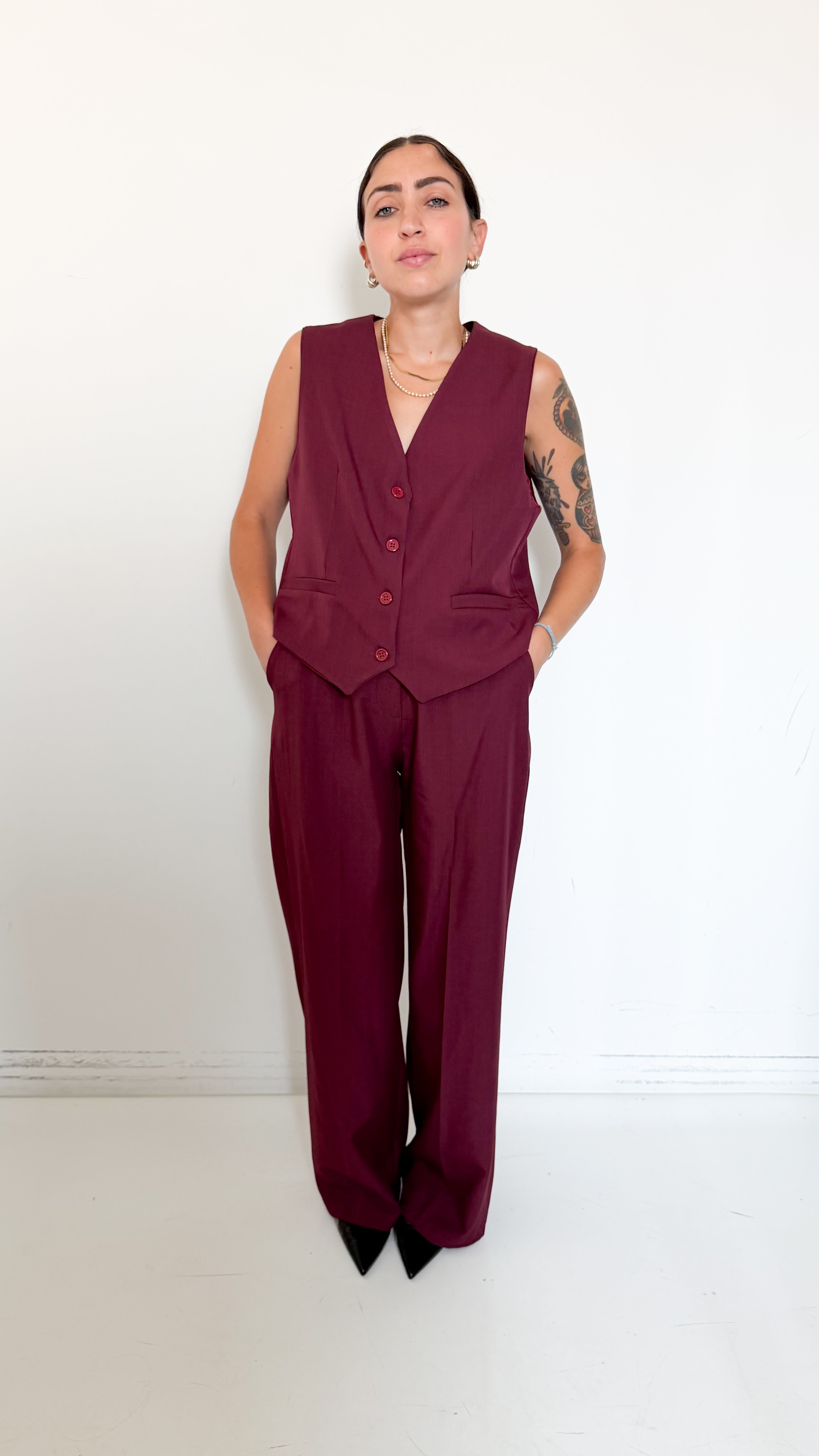Coordinato Bordeaux Con Gilet