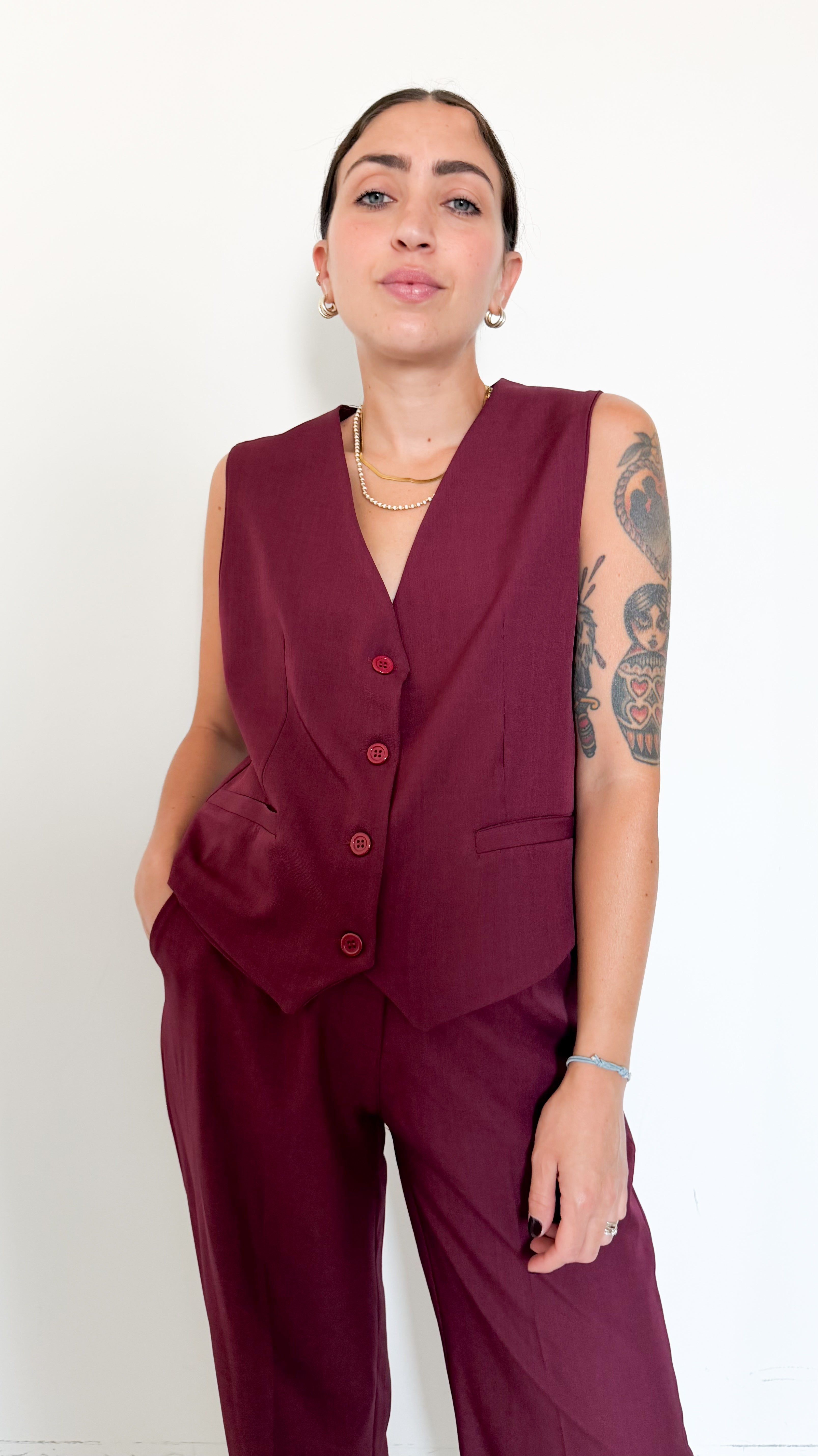 Coordinato Bordeaux Con Gilet