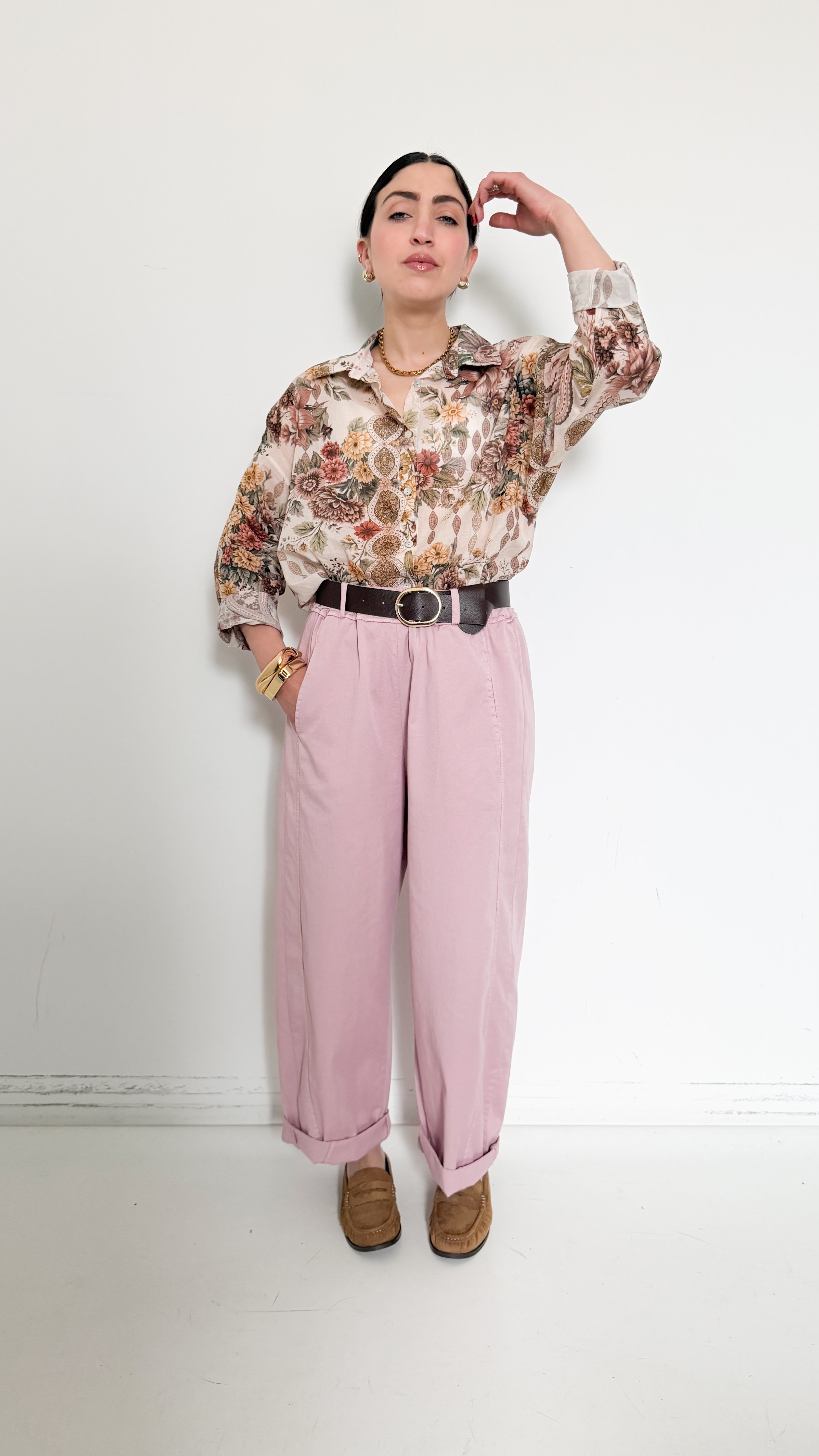 Pantaloni Balloon Rosa In Cotone