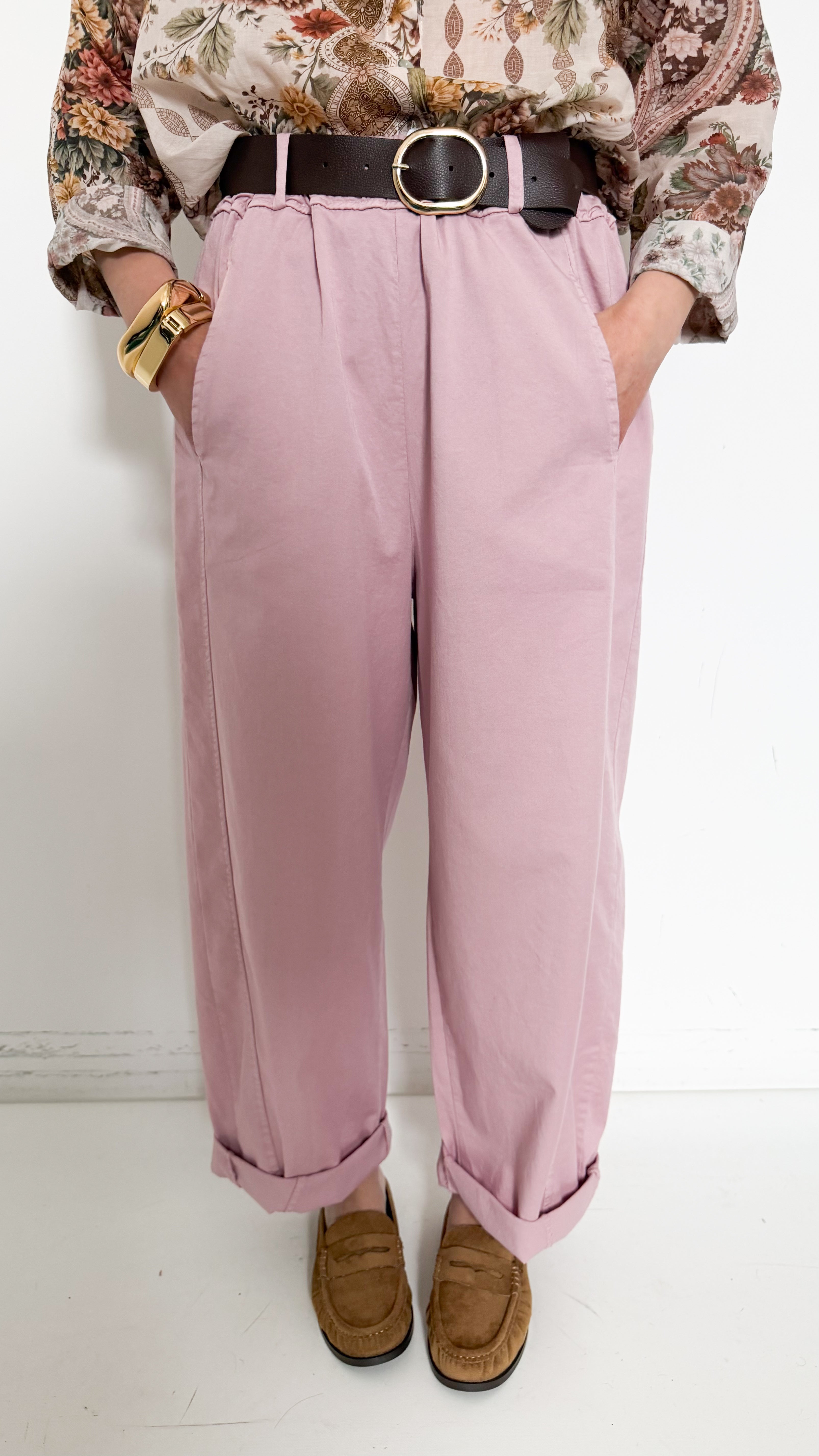 Pantaloni Balloon Rosa In Cotone