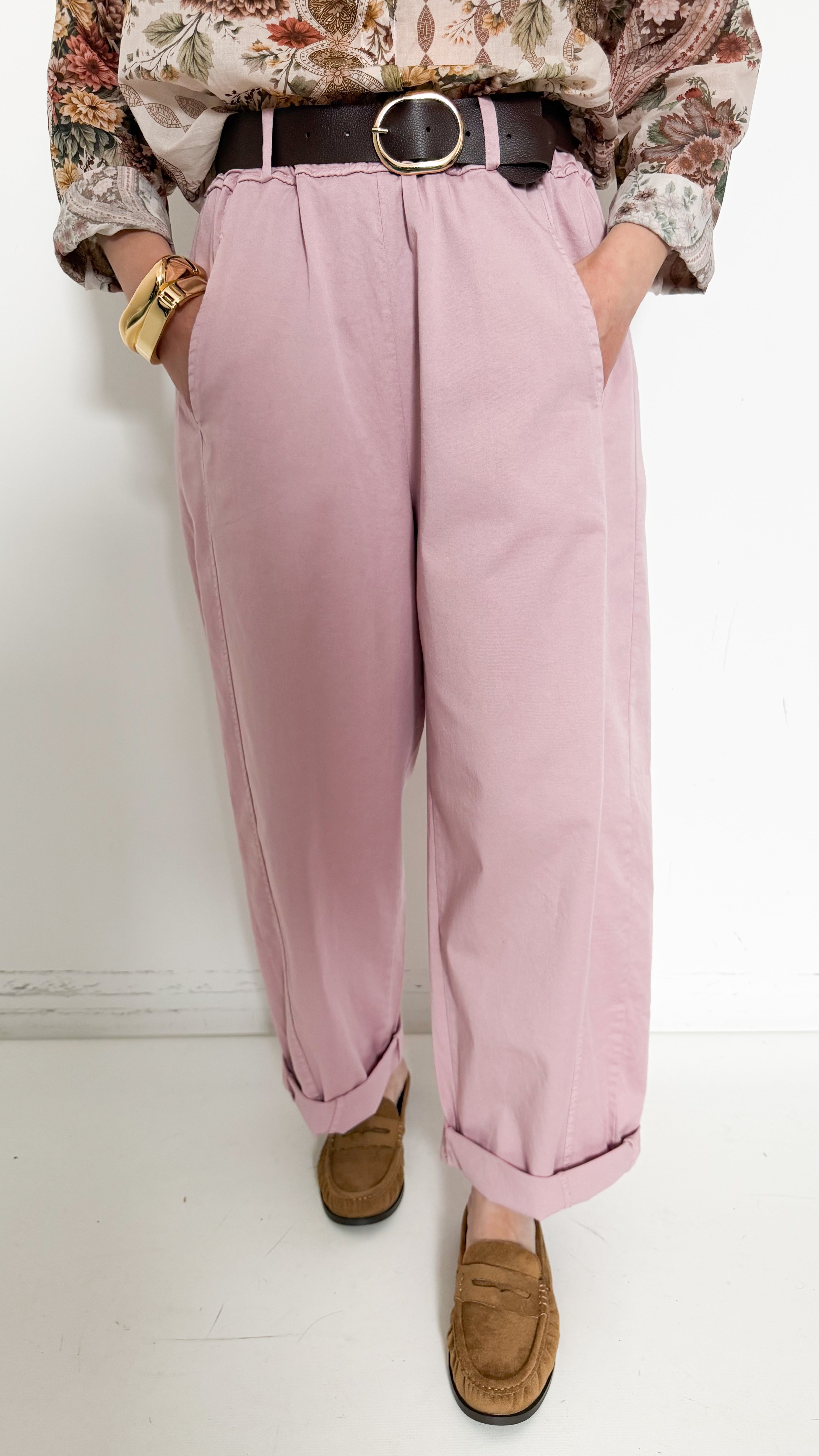 Pantaloni Balloon Rosa In Cotone