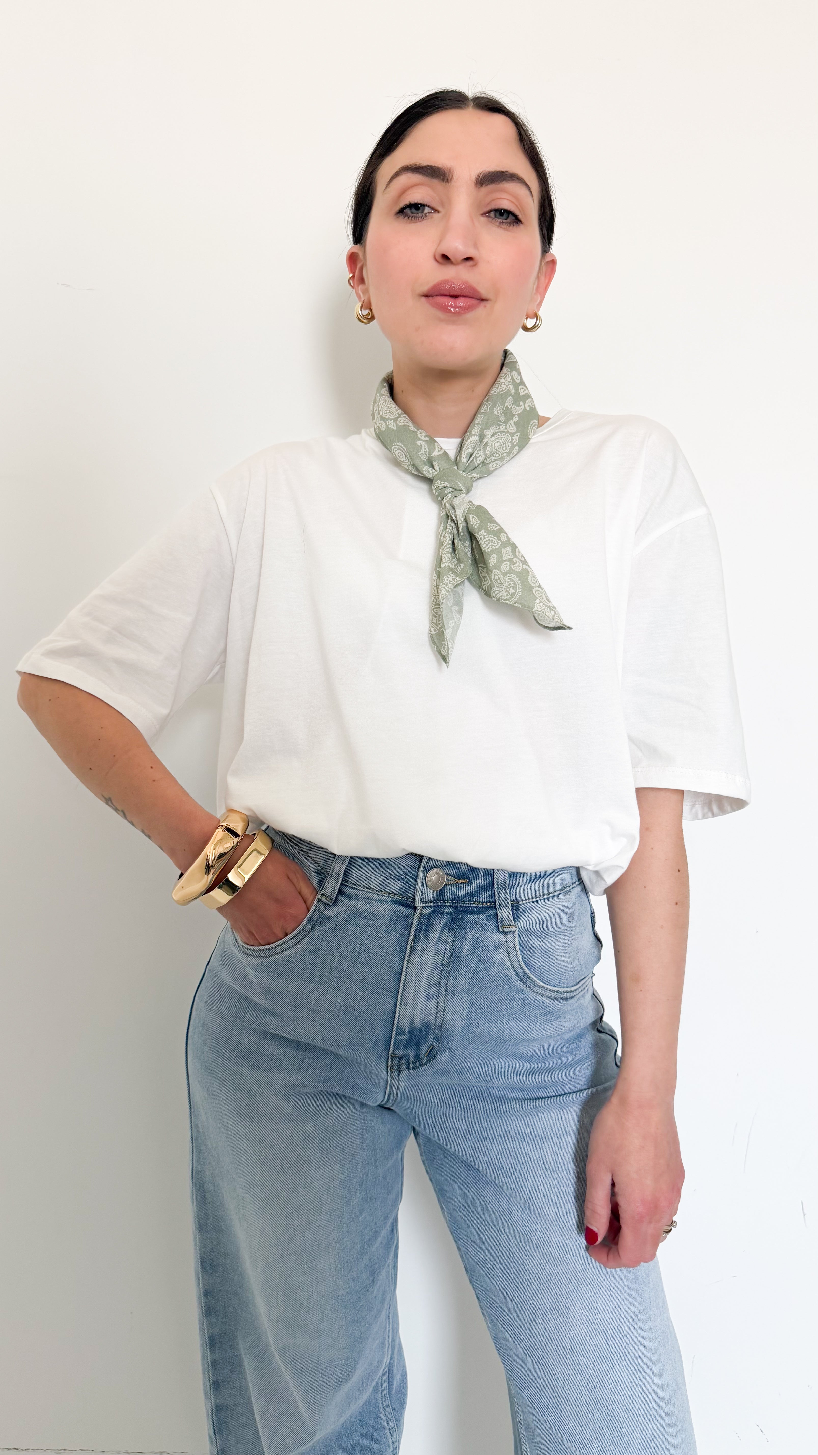 T-Shirt Bianca Con Elastico