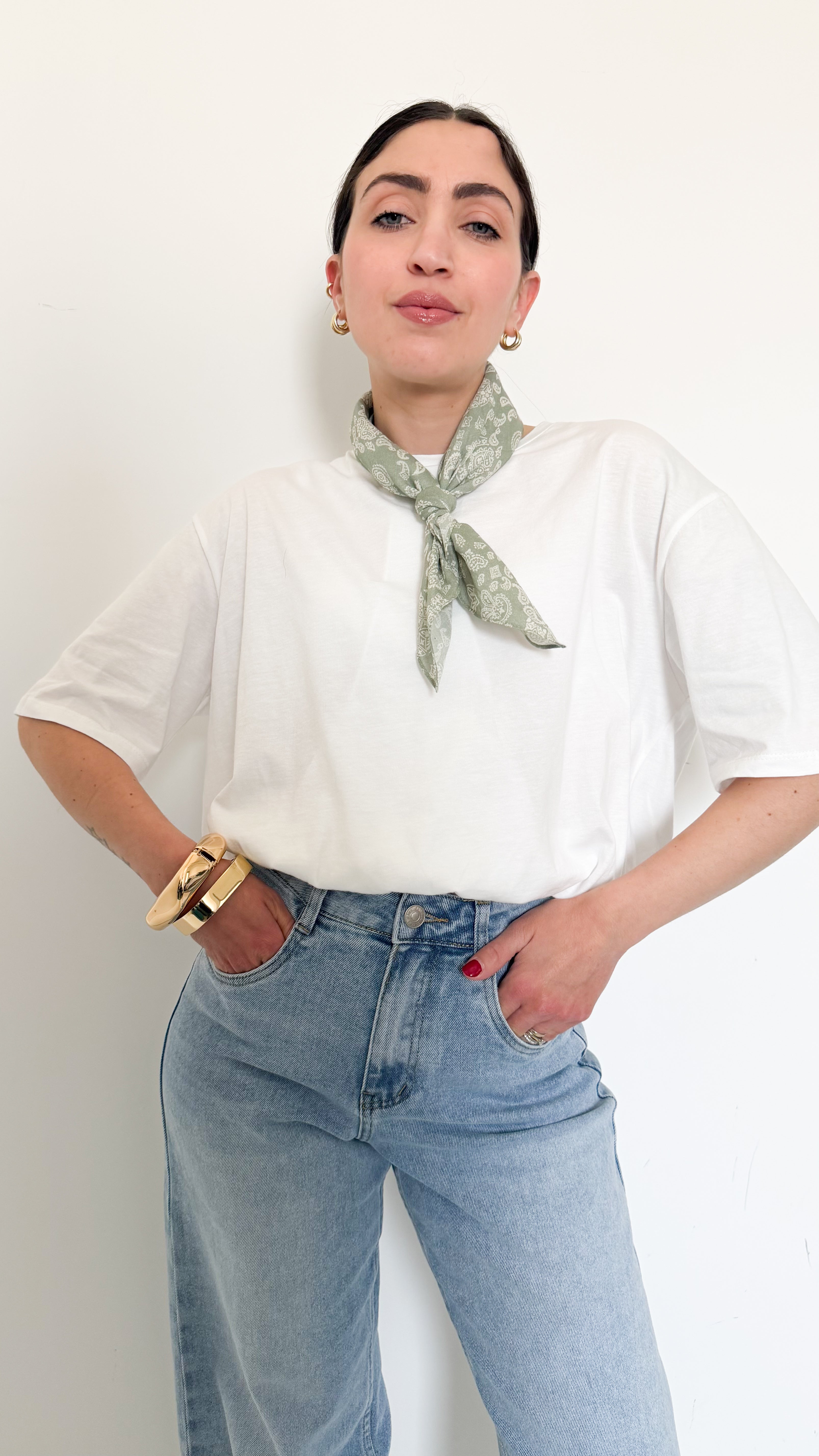 T-Shirt Bianca Con Elastico