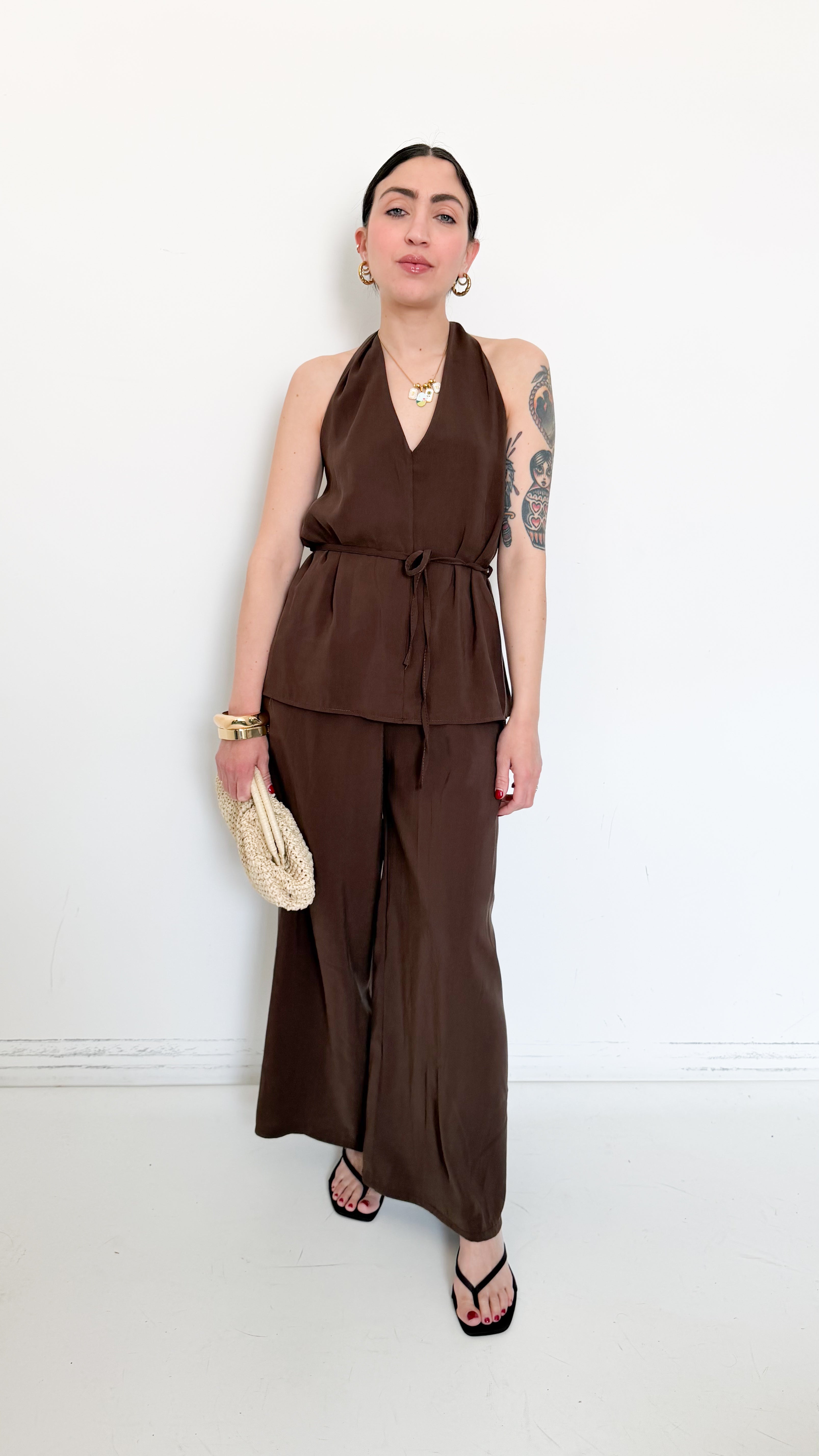 Coordinato Marrone Con Top