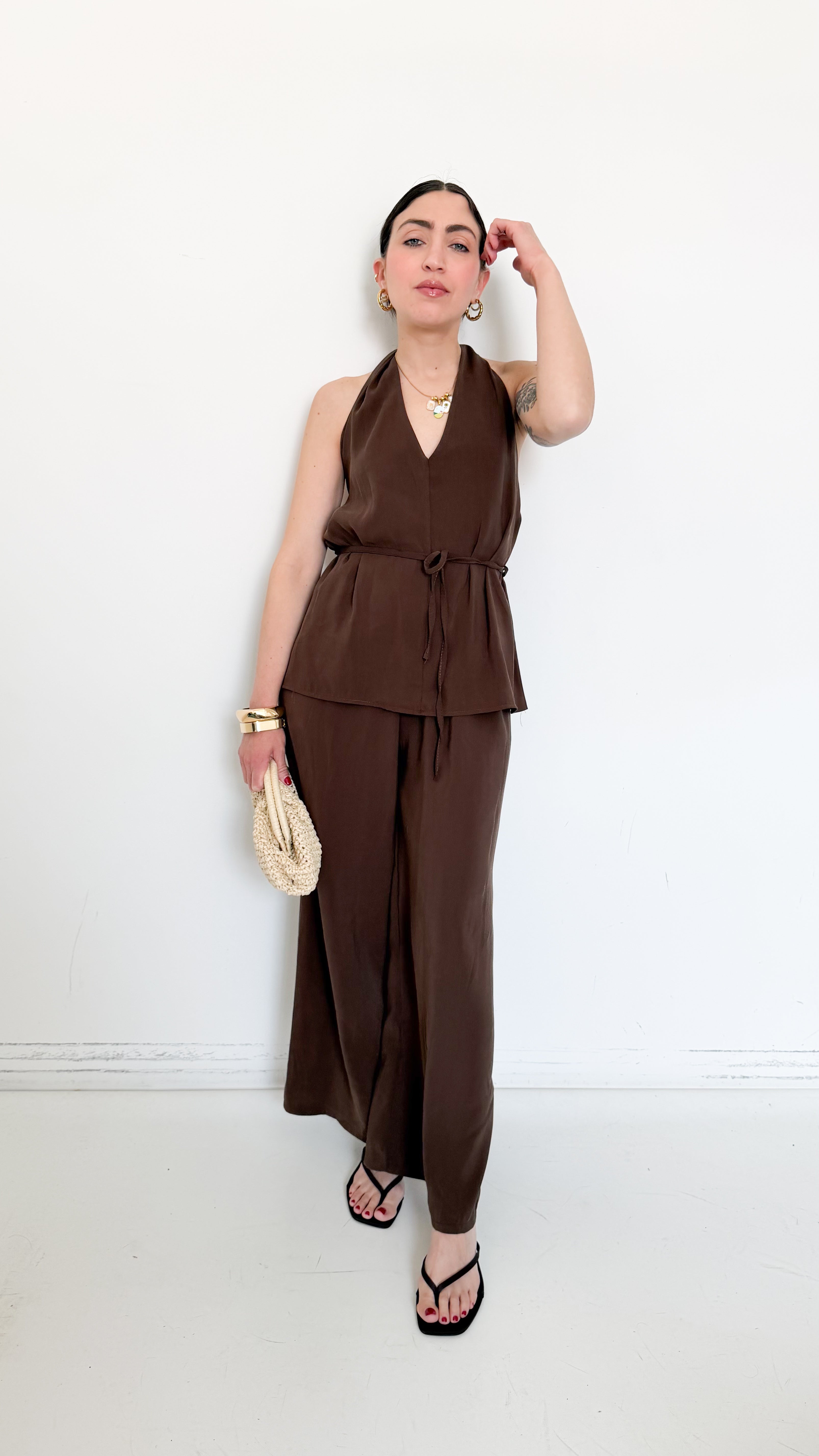 Coordinato Marrone Con Top