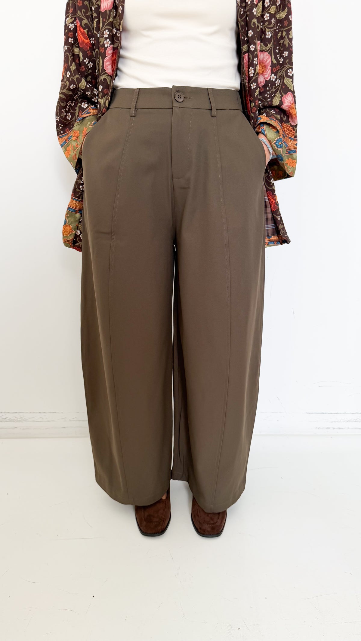 Pantaloni Barrel Marroni
