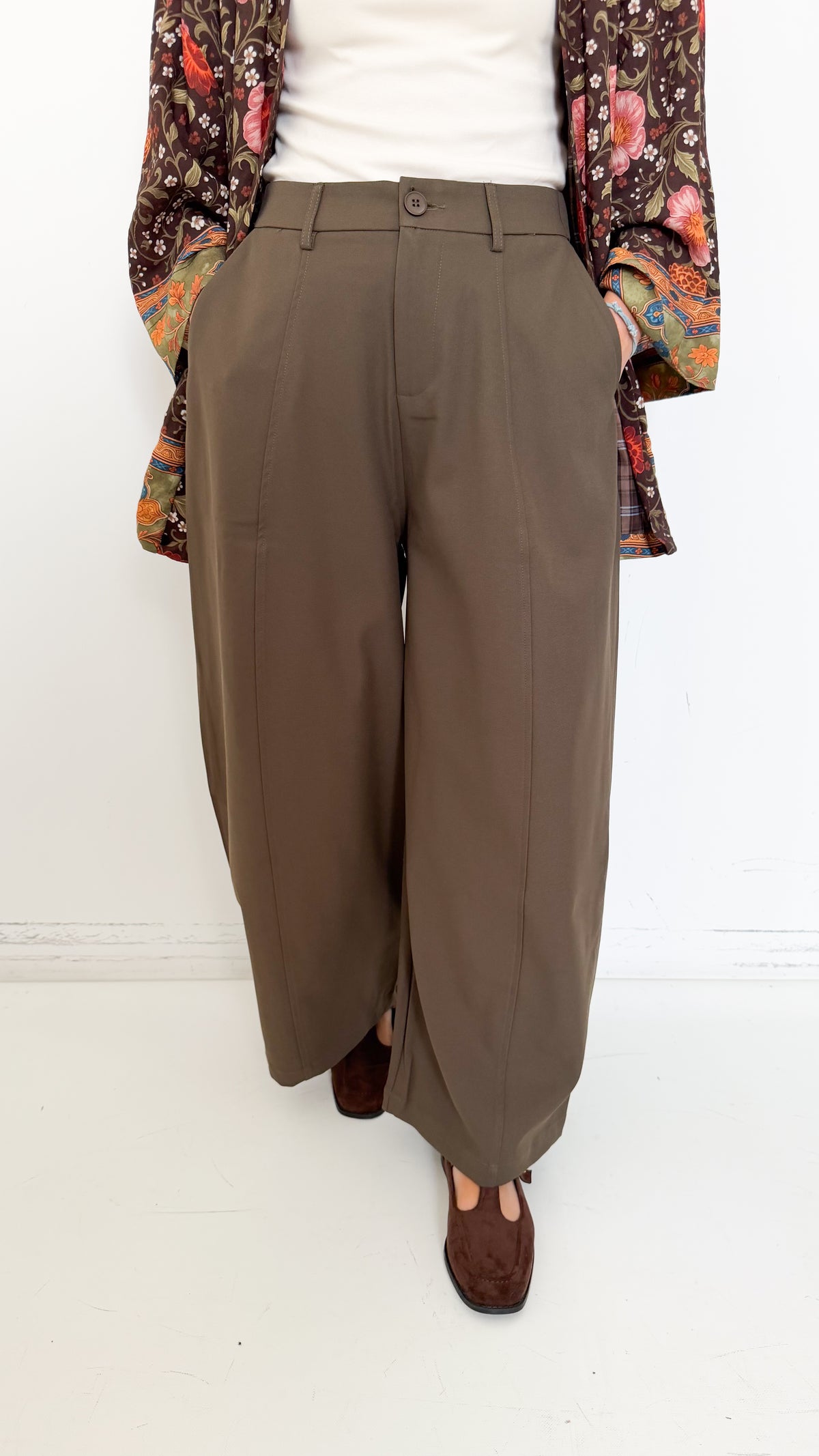 Pantaloni Barrel Marroni