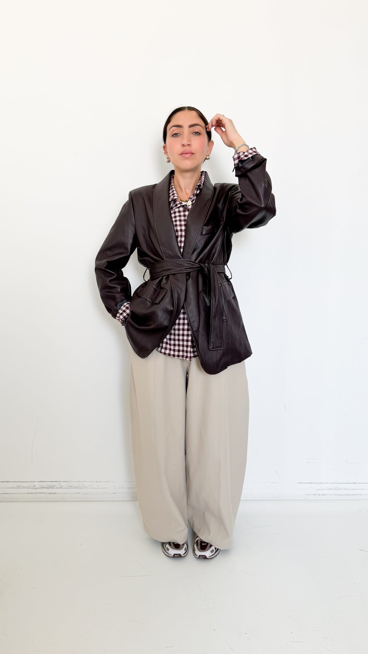 Pantaloni Barrel Beige